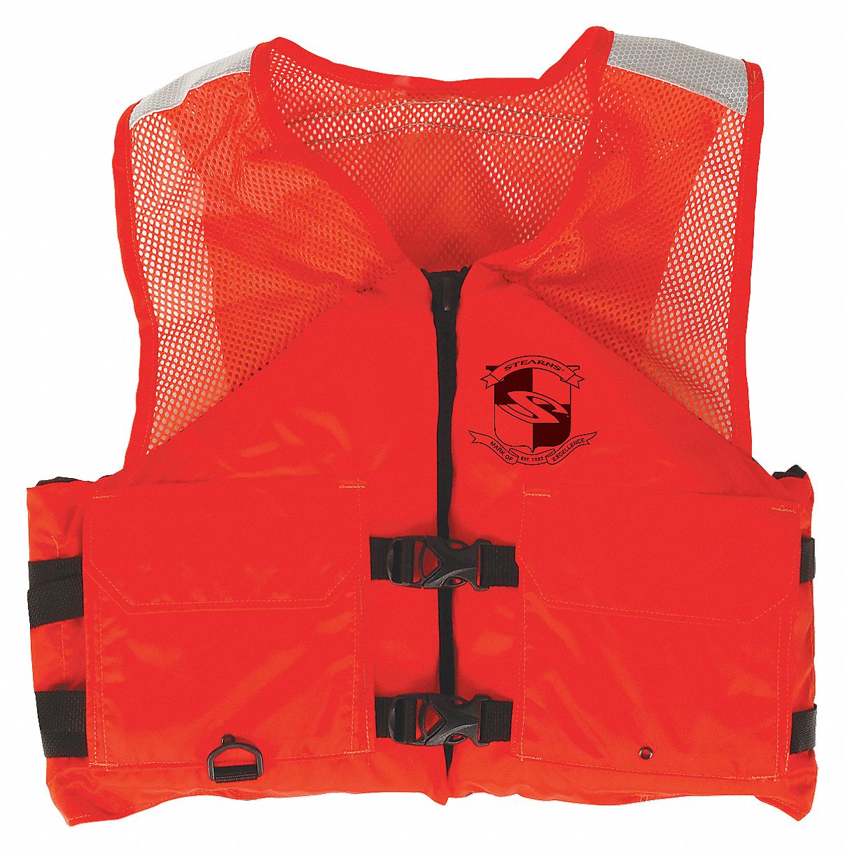 Life Jacket: III, Foam, Nylon, 15 1/2 lb Buoyancy, Buckle/Zipper, XL, Orange