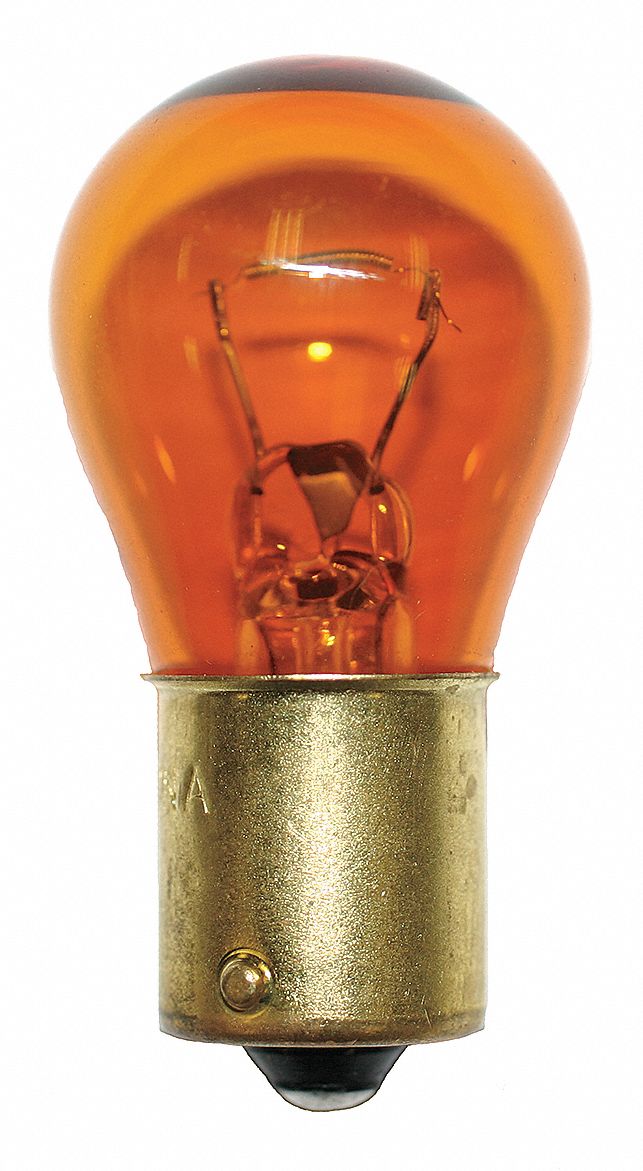 INCANDESCENT BULB, SINGLE CONTACT BAYONET (BA15S), (S) SIGN, S8, 1156NA, AMBER, 10 PK