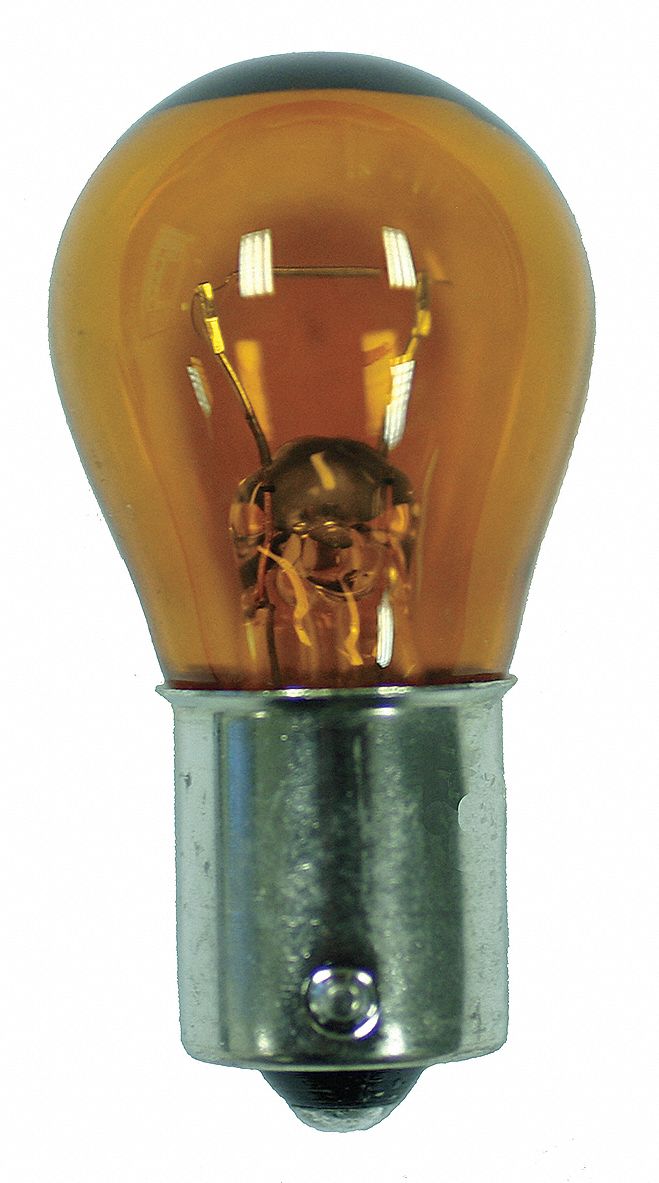 MINIATURE INCANDESCENT BULB, SINGLE CONTACT BAYONET (BA15S), (S) SIGN, S8, 12V AC, AMBER