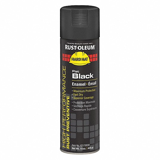 Rust Oleum Preventative Spray Paint Black 15 Oz Net Wt Flat 14 Sq Ft Coverage 2fp66 V2178838 Grainger - Black Quick Color Spray Paint Msds