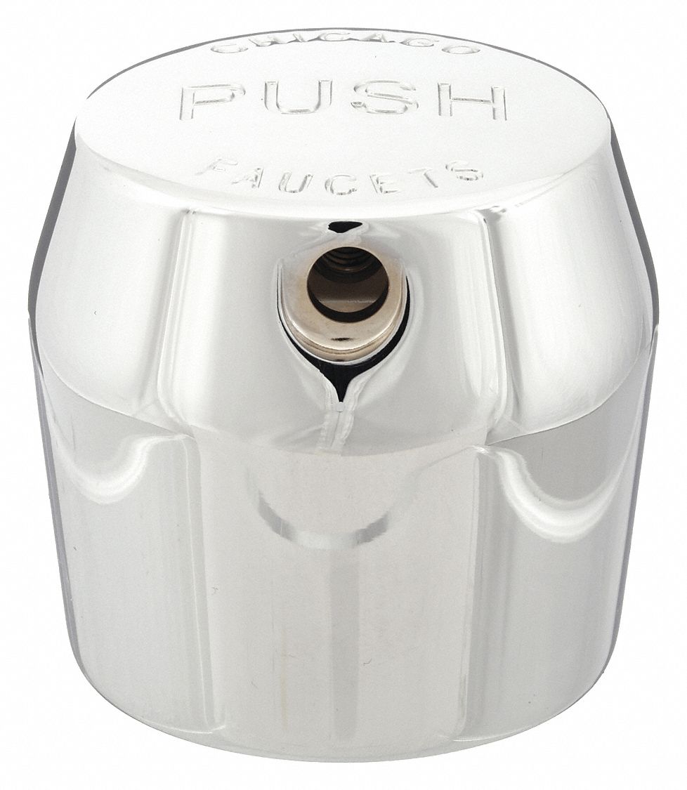 Handle: Chicago Faucets, Knob Handle, Use with Hot/Cold Water Temp, Metal, Mixing Valve Not Included