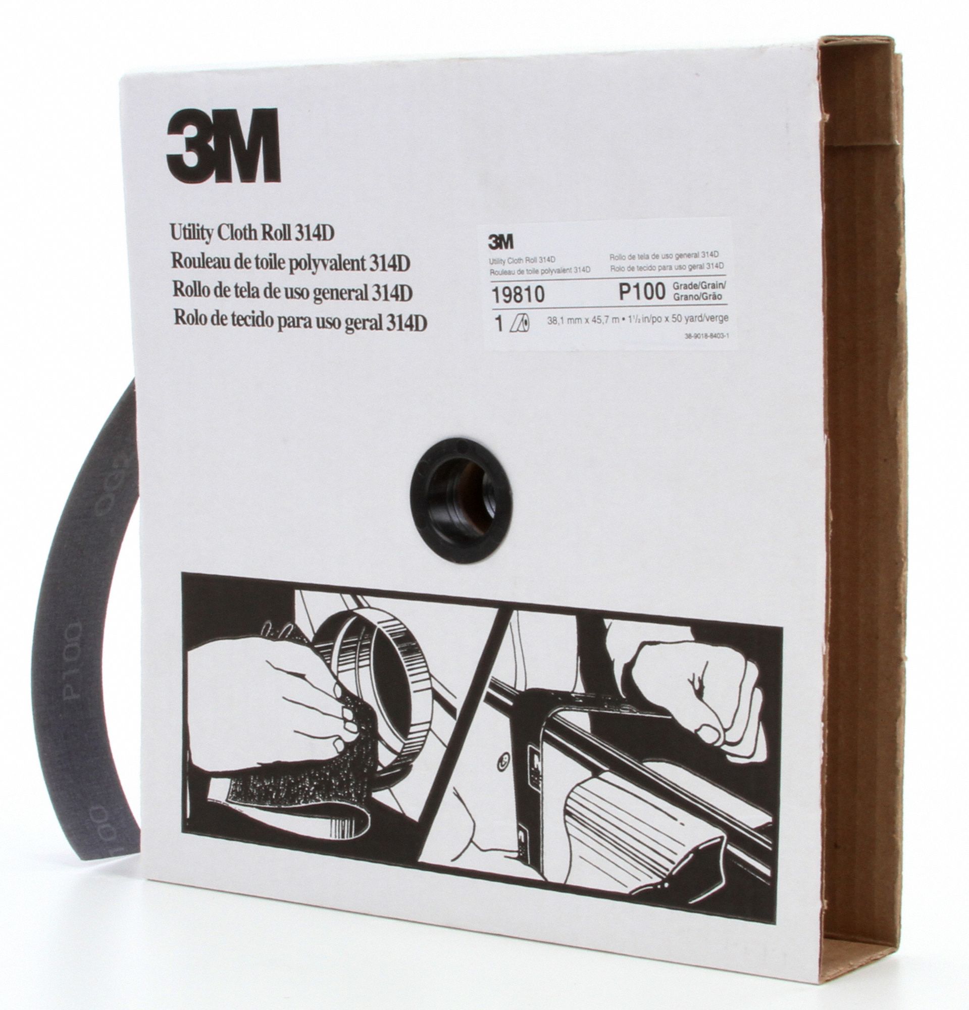 3M Fine Aluminum Oxide Abrasive Roll, 150 ft. L X 11/2" W, 100 Grit