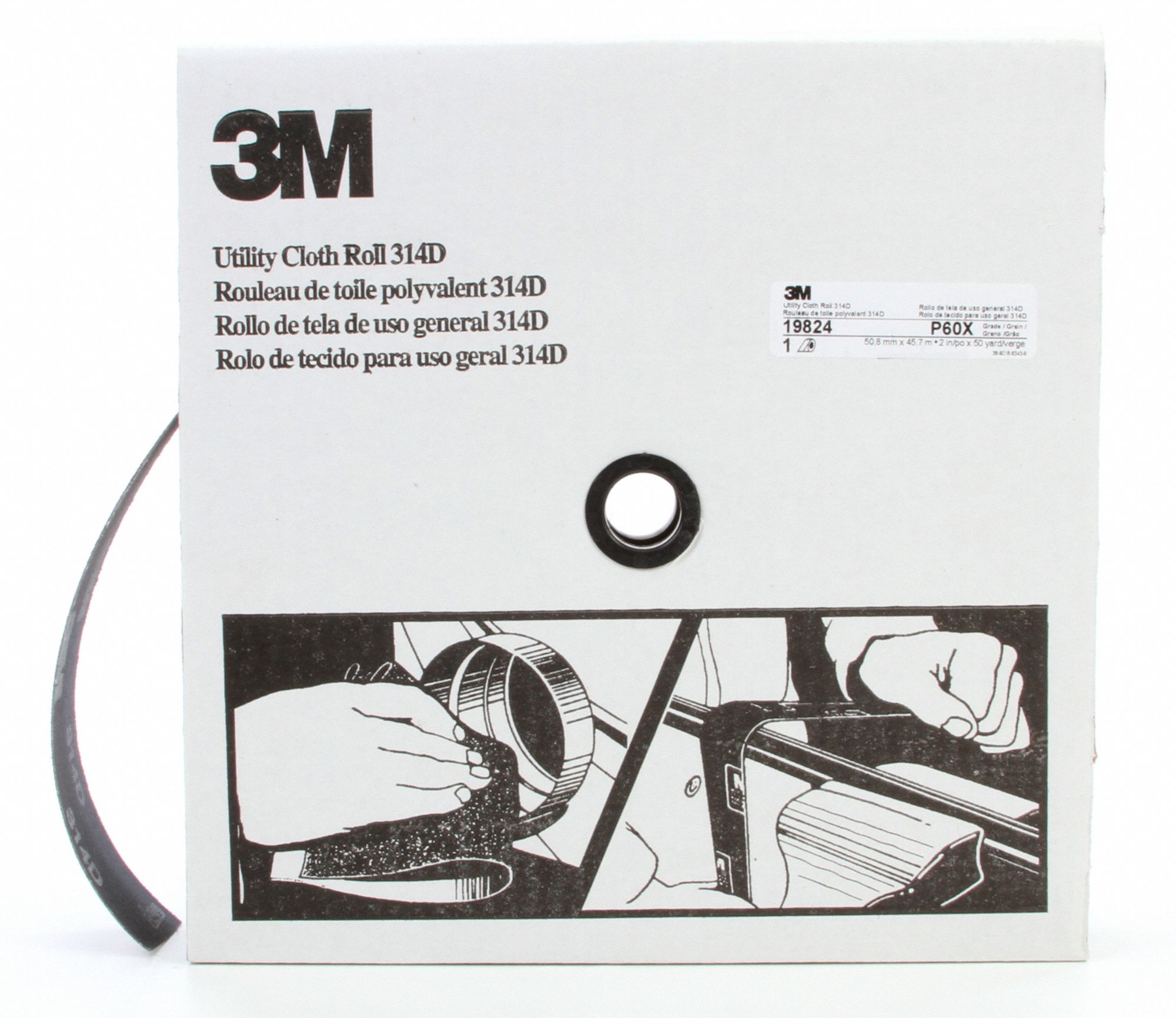 3M Medium Aluminum Oxide Abrasive Roll, 150 ft. L X 2" W, 60 Grit