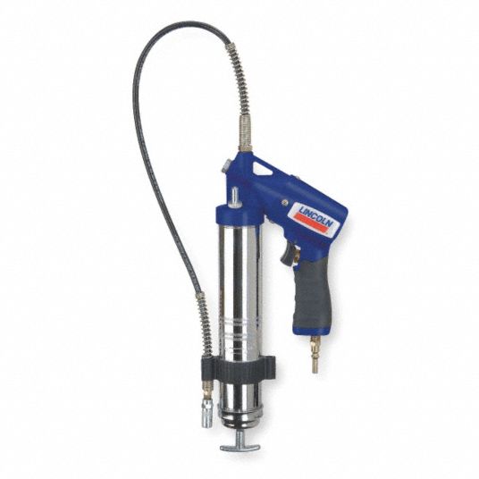 LINCOLN Air-Operated Grease Gun: Flex Hose, 6,000 psi Max. Op Pressure, 1/4  in FNPT Air Inlet Size