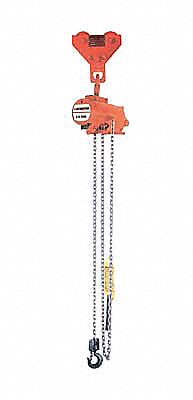 Air Chain Hoist, 1000 lb Load Capacity, 10 ft Hoist Lift, Hook Mounted ...