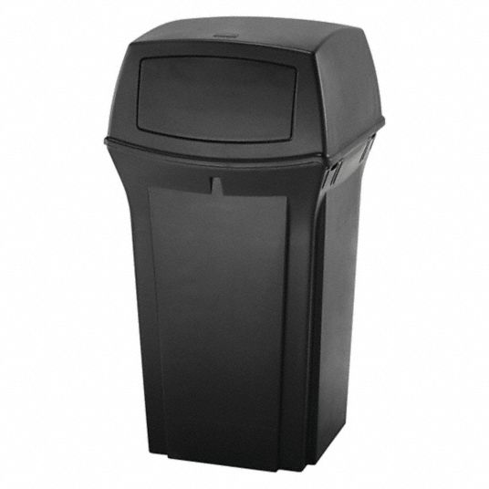 Rubbermaid FG843088BLA 35 Gal Square Black Trash Can