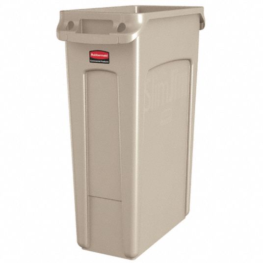 Rubbermaid FG354060BEIG Slim Jim 23-gal Rectangle Slim Trash Can, 20l X  11w X 30h, Beige