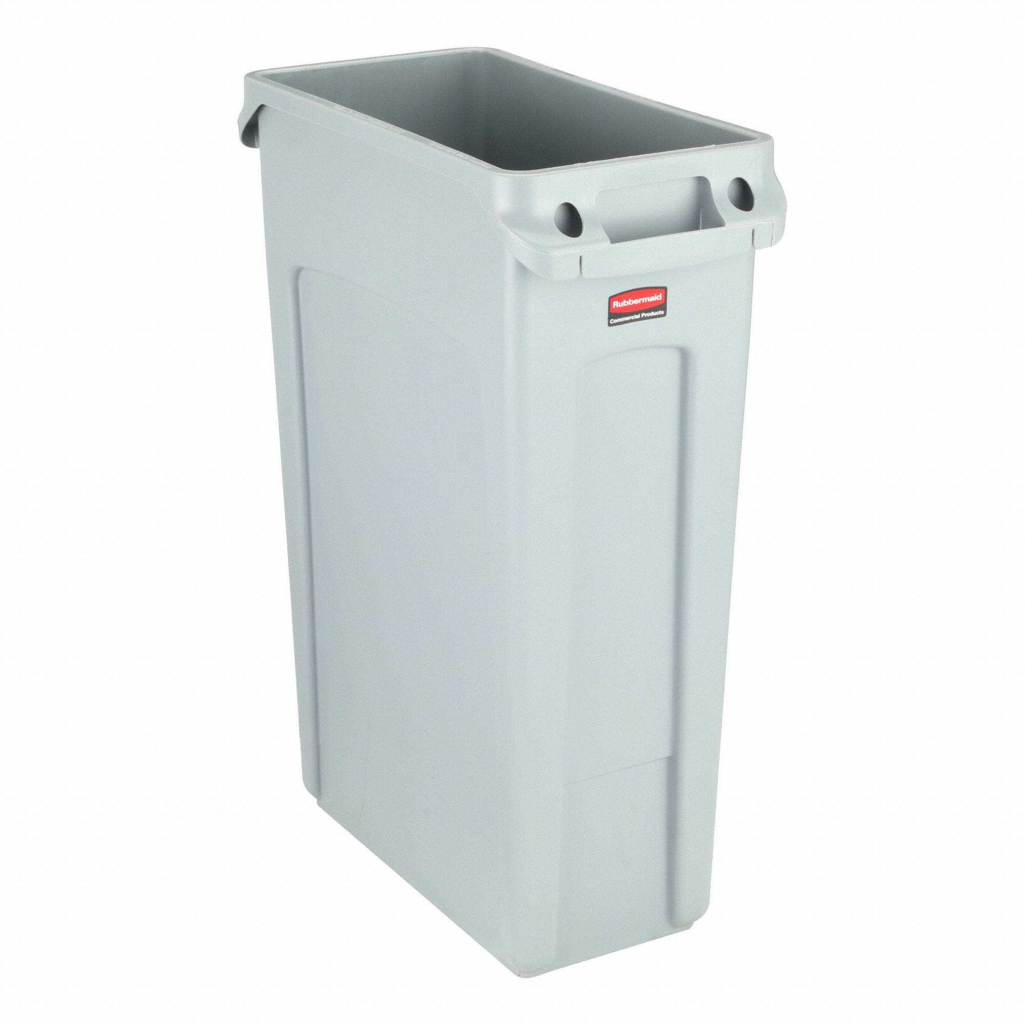 Trash Can: Slim Jim®, Rectangular, Gray, 23 gal Capacity, Trash Can