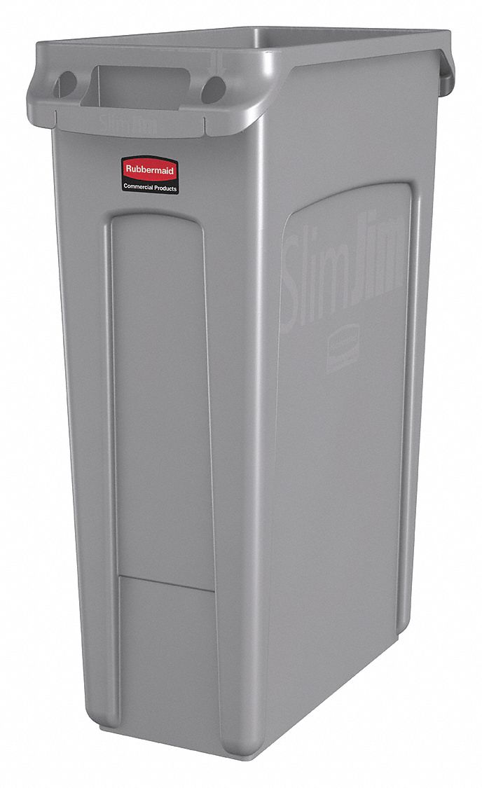 Rubbermaid Commercial Trash Can,Rectangular,22-1/2 gal.,Silver