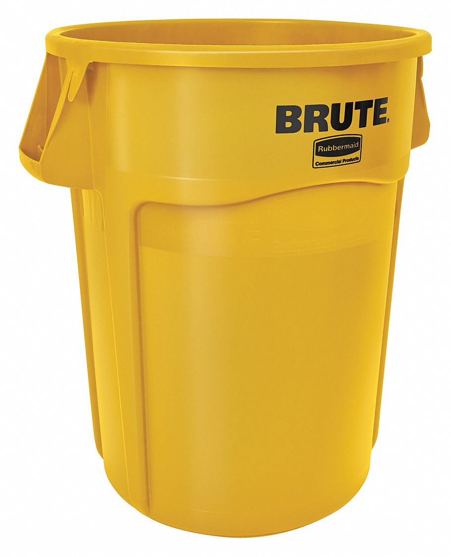 Rubbermaid FG265500YEL BRUTE 55 Gallon Yellow Round Trash Can