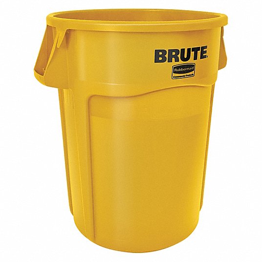 RUBBERMAID COMMERCIAL PRODUCTS, Round, Yellow, Trash Can -  48XM34