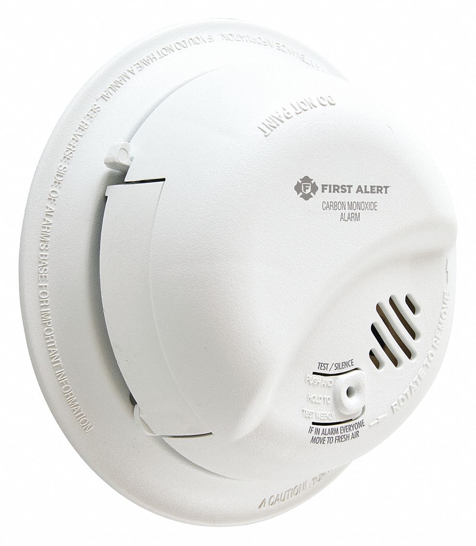 Carbon Monoxide Alarm: 120V AC/9V, Electrochemical, Up to 18 Units, 85 dB @ 10 ft, Hush Button