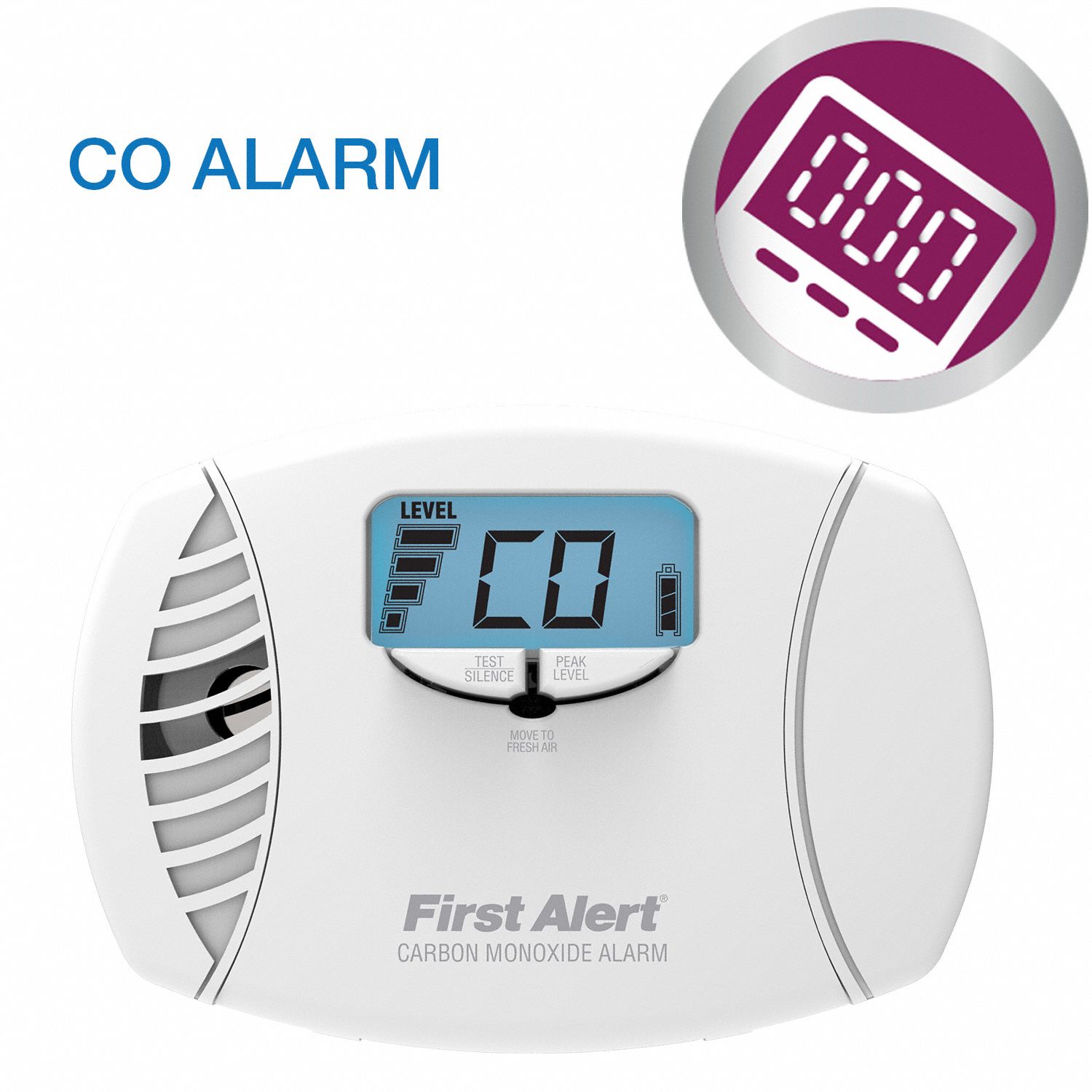 FIRST ALERT Carbon Monoxide Alarm with 85 dB 10 ft Audible Alert; (2