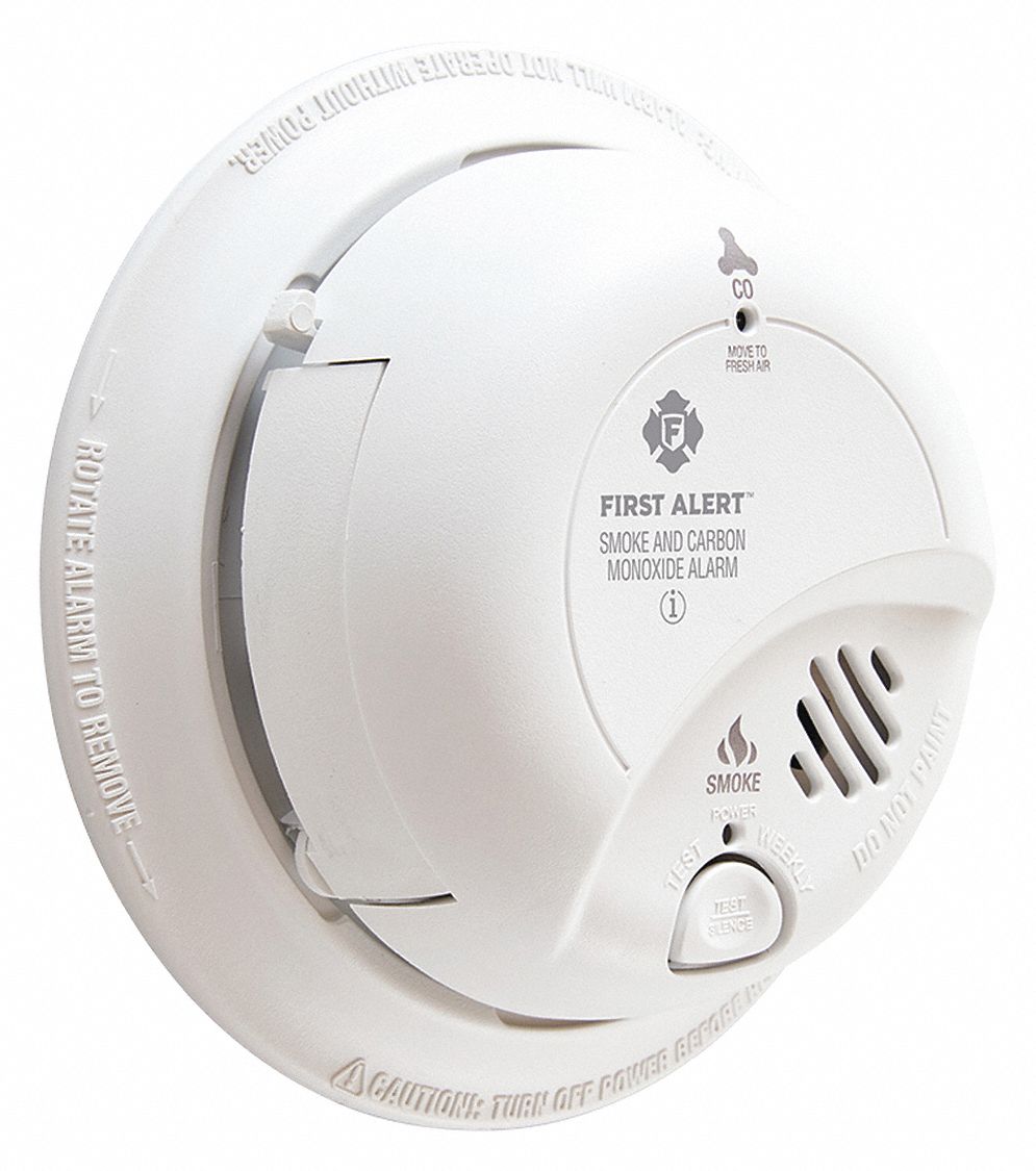 Brk 5 5 8 In Carbon Monoxide And Smoke Alarm With 85 Db 10 Ft Audible Alert 120v Ac 9v 2ftp4 Sc9120b Grainger