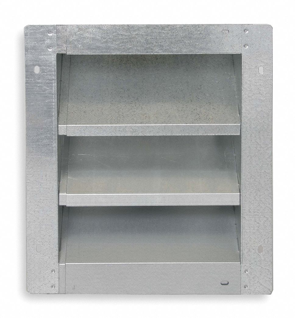 18"H 28"W Non-Drnbl GSteel Intake Louver: Flanged, Surface Mount, 18 in H, 28 in W, Galvanized Steel