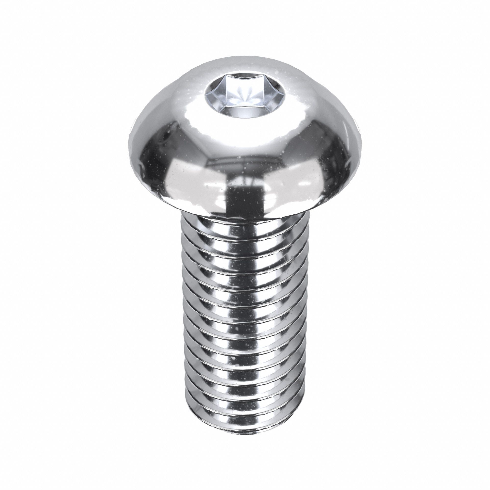 Socket Head Cap Screw: 3/8"-16 Thread Size, 1 in Lg, Button, Chrome Plated, Alloy Steel, 5 PK