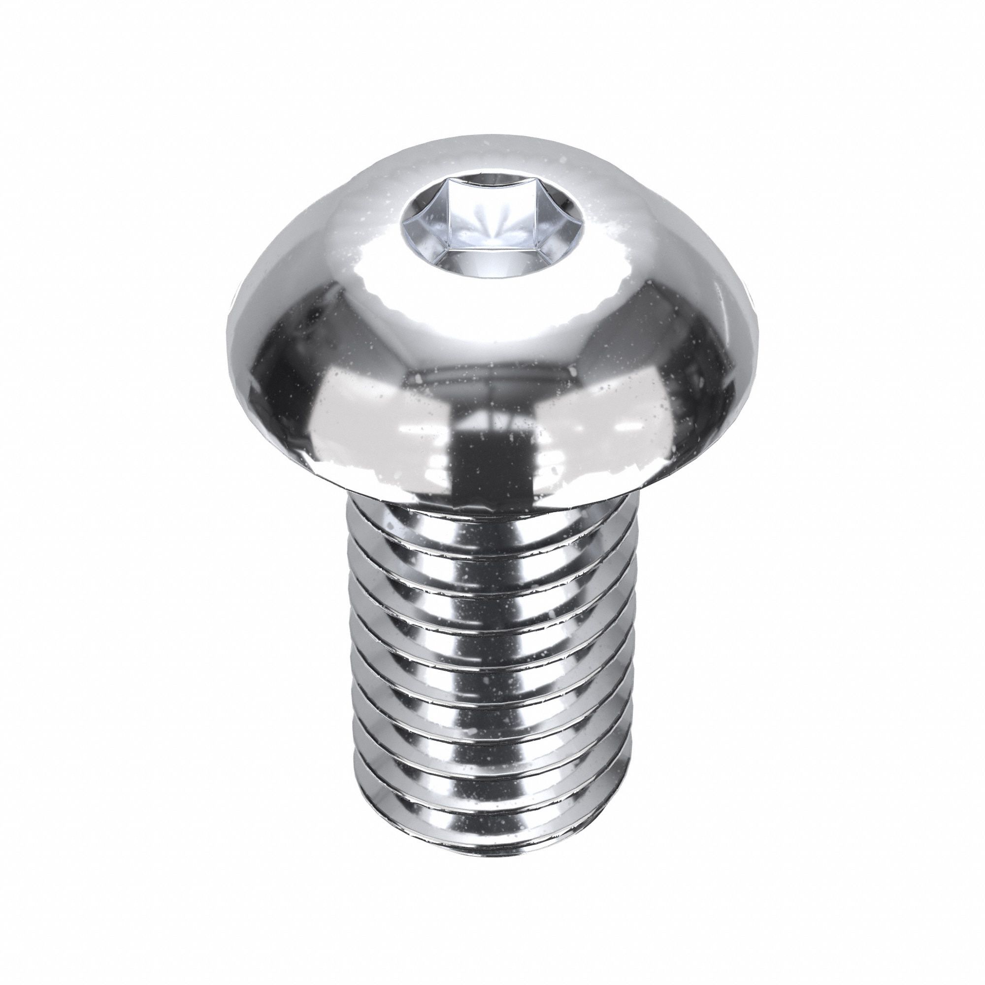 Socket Head Cap Screw: 3/8"-16 Thread Size, 3/4 in Lg, Button, Chrome Plated, Alloy Steel, 5 PK