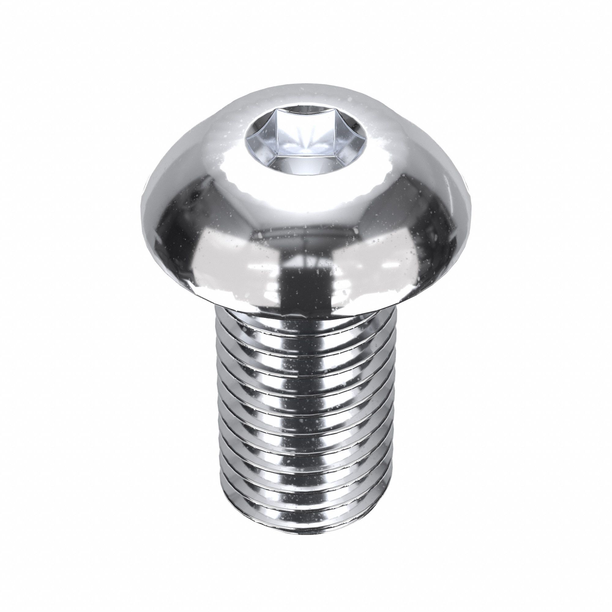 Socket Head Cap Screw: 1/4"-28 Thread Size, 1/2 in Lg, Button, Chrome Plated, Alloy Steel, 5 PK