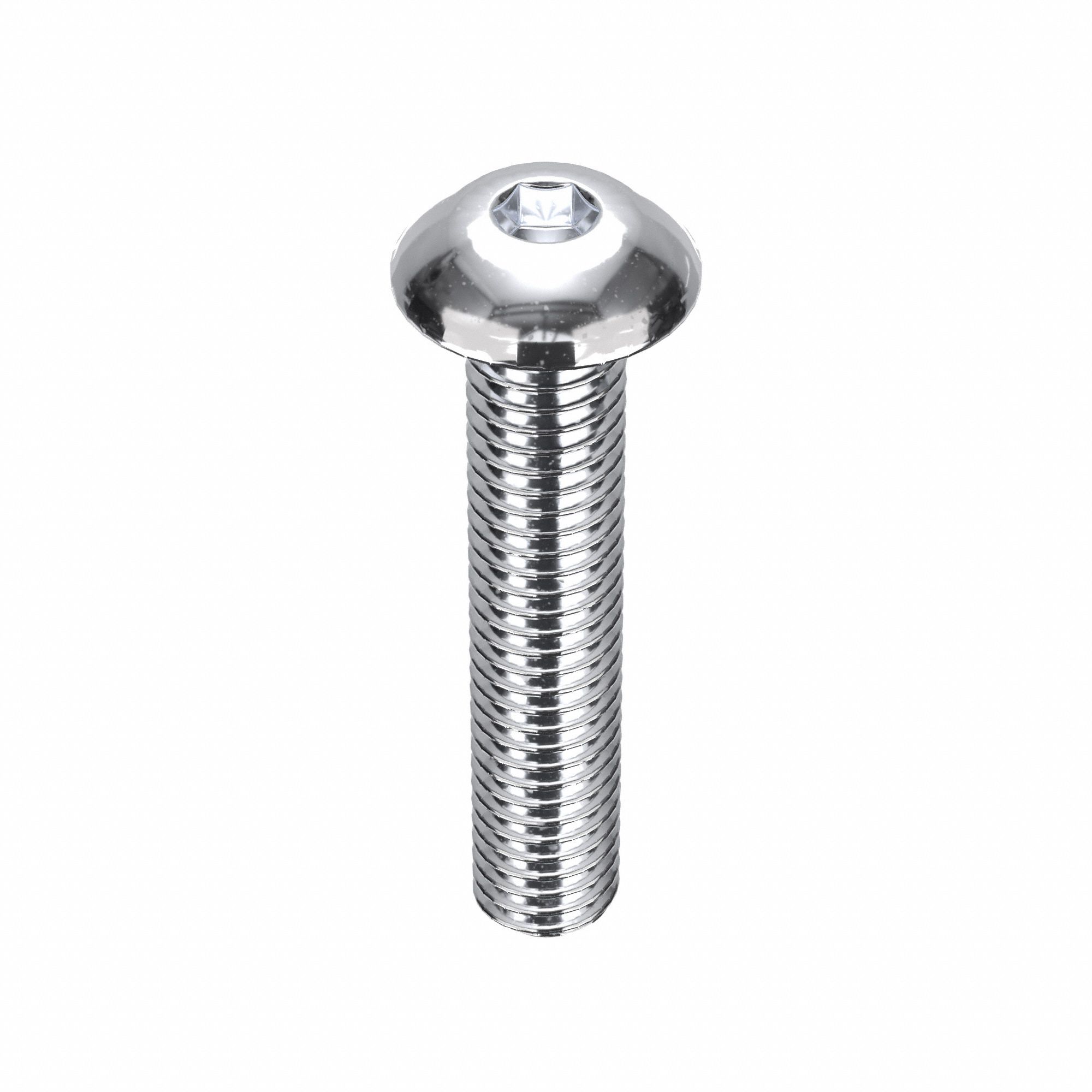 SOCKET HEAD CAP SCREW, #10-32 THREAD SIZE, 1 IN L, BUTTON, CHROME PLATED, STEEL, 5 PK