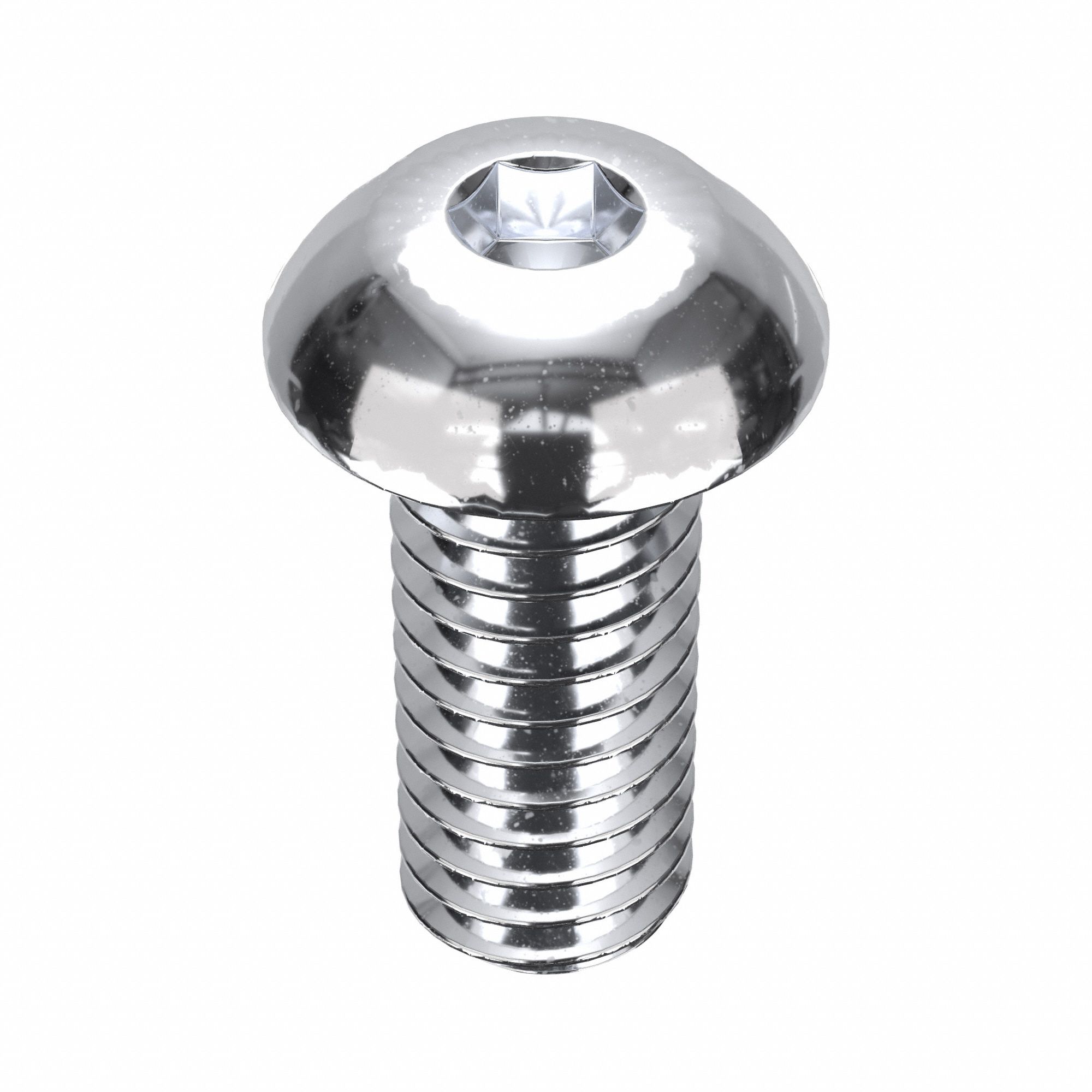 Socket Head Cap Screw: 5/16"-18 Thread Size, 3/4 in Lg, Button, Chrome Plated, Alloy Steel, 5 PK