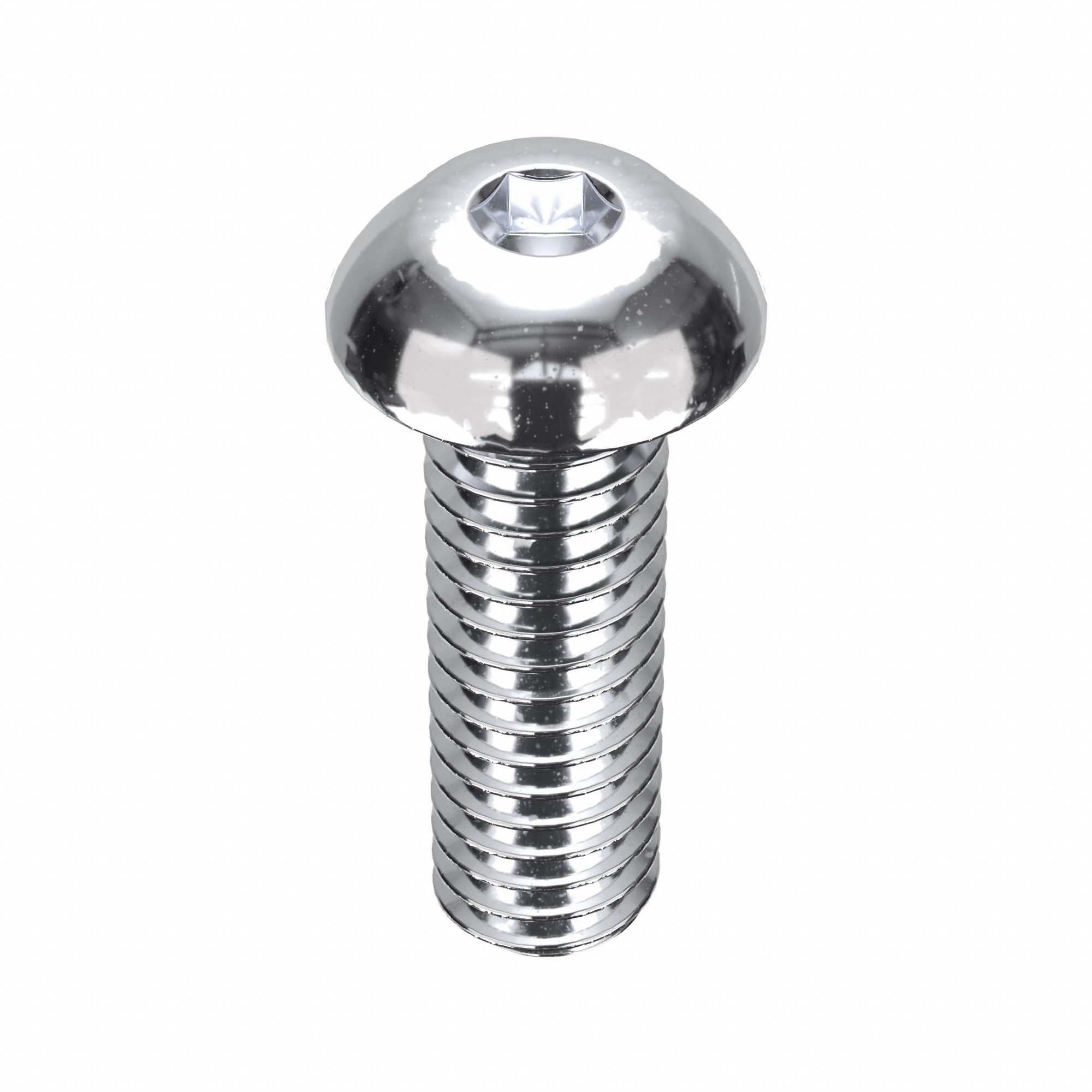 Socket Head Cap Screw: 5/16"-18 Thread Size, 1 in Lg, Button, Chrome Plated, Alloy Steel, 5 PK