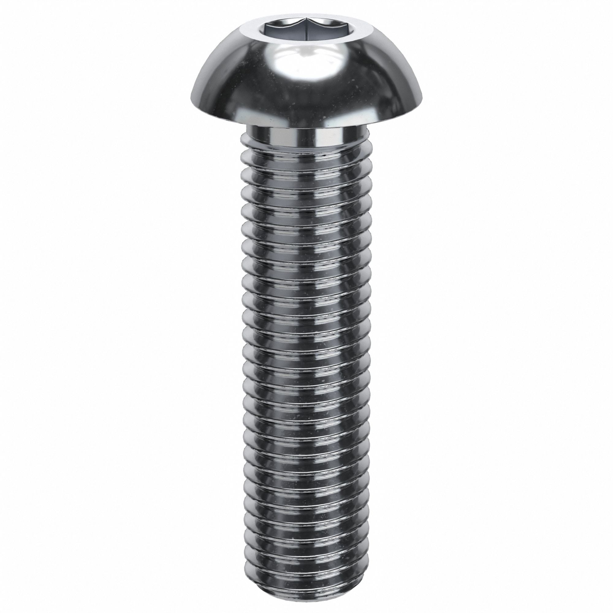 Socket Head Cap Screw: 1/4"-28 Thread Size, 1 in Lg, Button, Chrome Plated, Alloy Steel, 5 PK