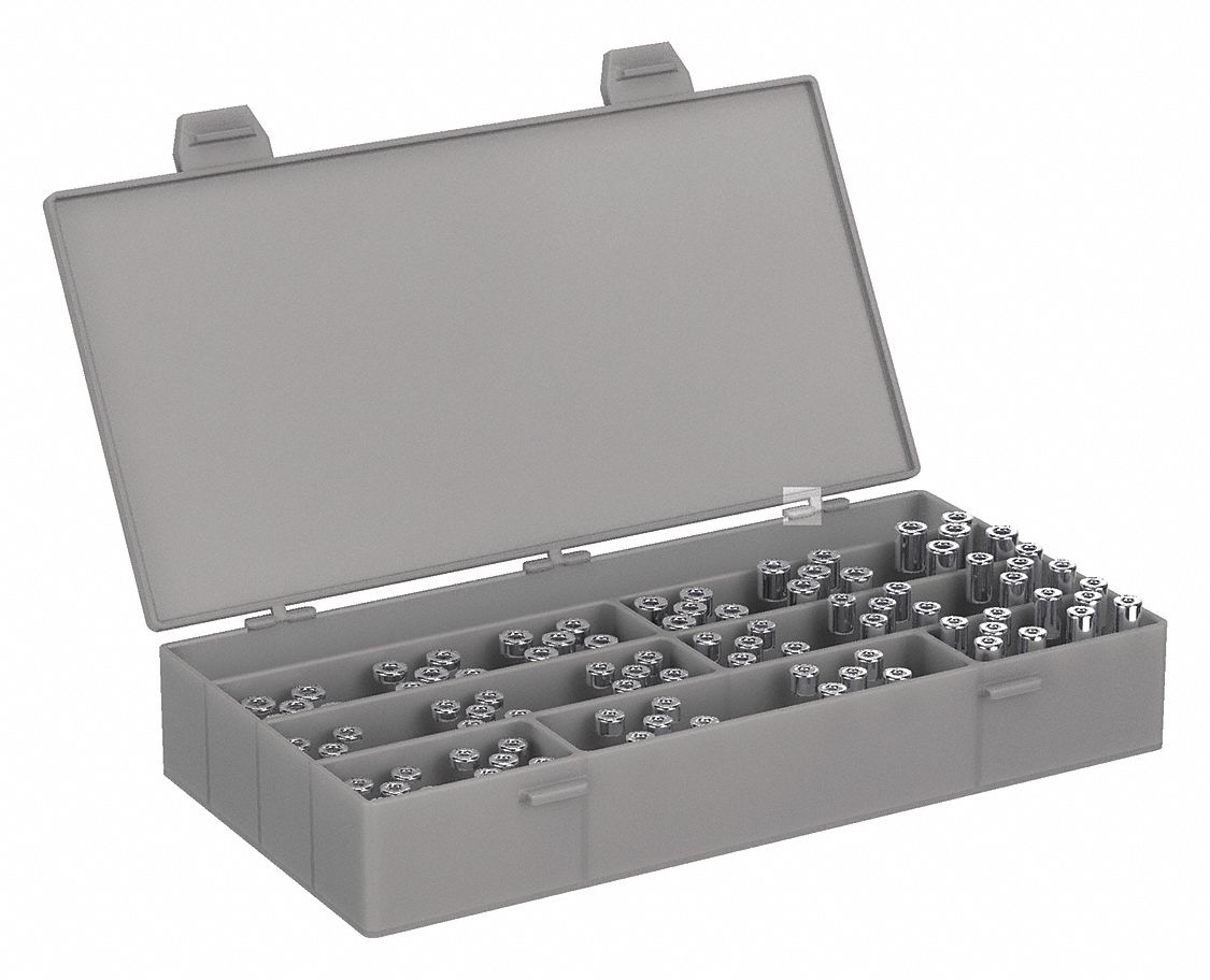Spacer Assortment: Inch, 90 Spacers, 18 # of Different Sizes, 0.281 in Smallest Inside Dia in Set