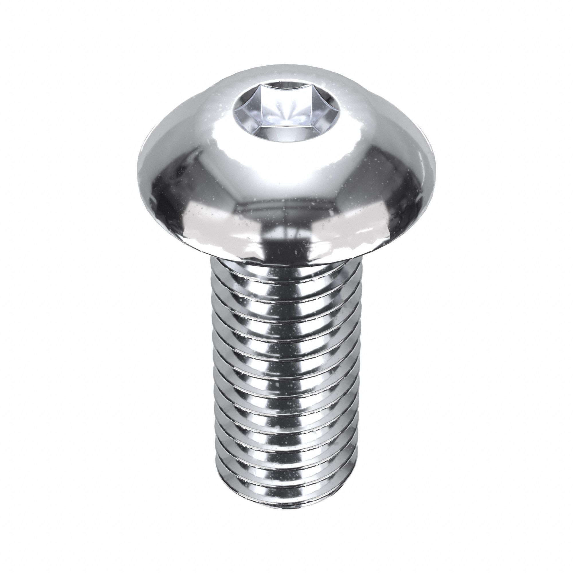 Socket Head Cap Screw: #10-32 Thread Size, 1/2 in Lg, Button, Chrome Plated, Alloy Steel, 5 PK