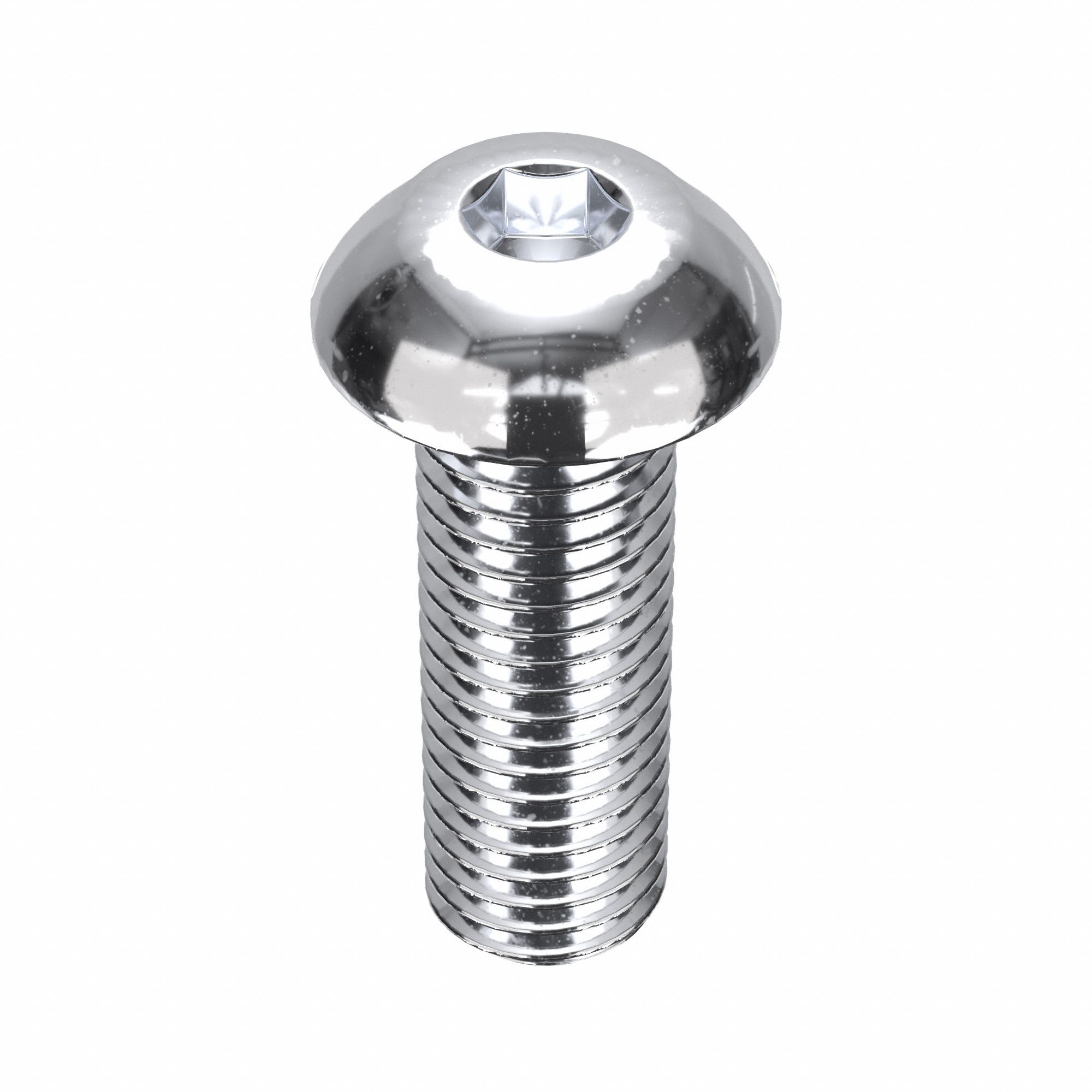 Socket Head Cap Screw: 1/4"-28 Thread Size, 3/4 in Lg, Button, Chrome Plated, Alloy Steel, 5 PK