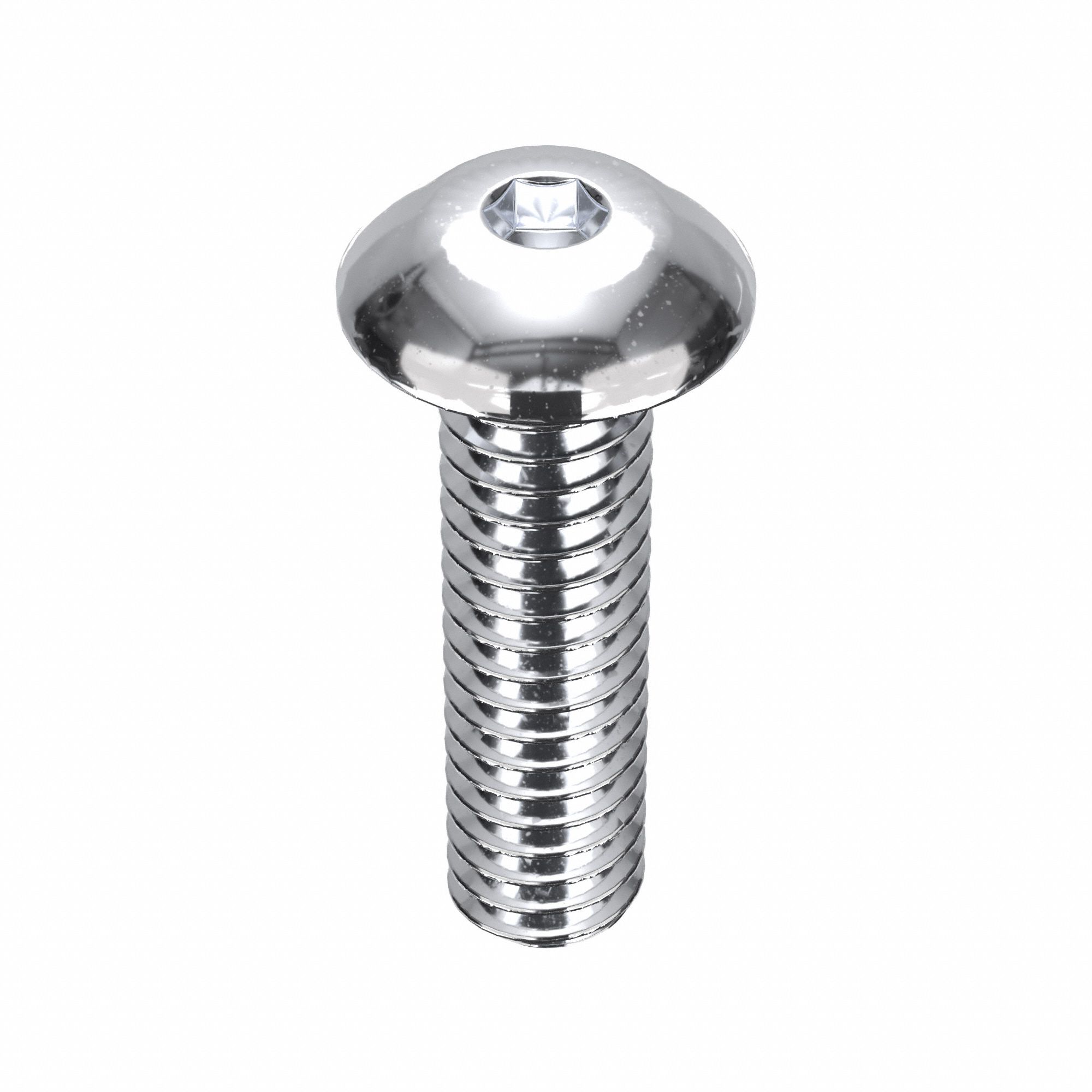 Socket Head Cap Screw: #8-32 Thread Size, 5/8 in Lg, Button, Chrome Plated, Alloy Steel, 5 PK
