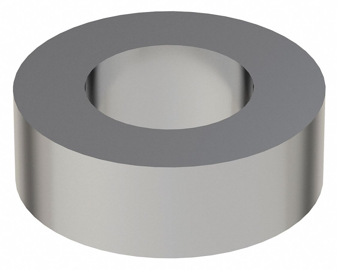 Spacer: For 3/8 in Screw Size, Steel, Chrome Plated, 1/4 in Overall Lg, 0.406 in Inside Dia, 5 PK
