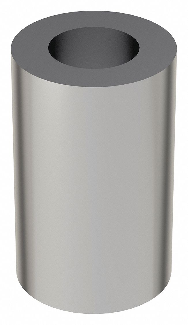 Spacer: For 5/16 in Screw Size, Steel, Chrome Plated, 1 in Overall Lg, 0.344 in Inside Dia, 5 PK