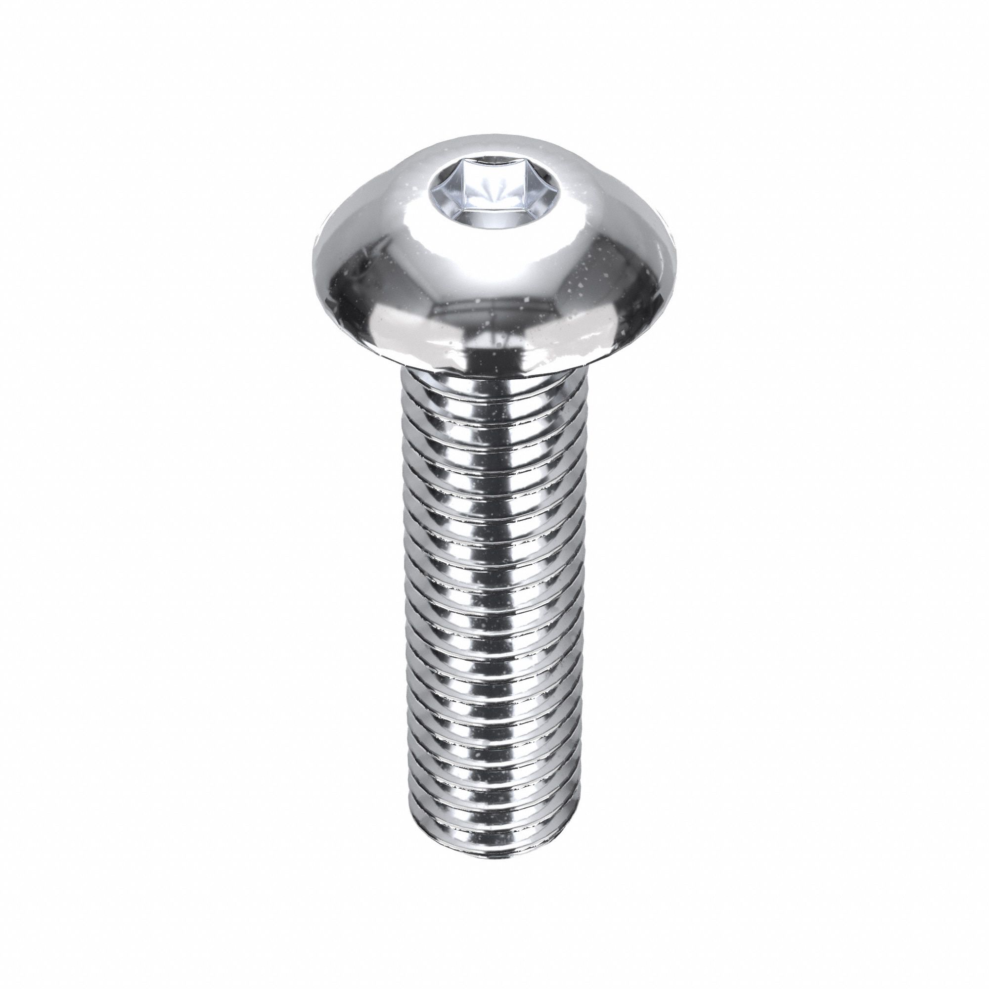 Socket Head Cap Screw: #10-32 Thread Size, 3/4 in Lg, Button, Chrome Plated, Alloy Steel, 5 PK