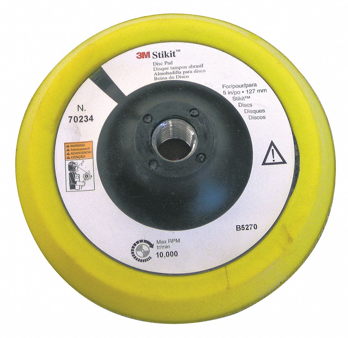 3M 5 in Adhesive/PSA Disc Backup Pad, 5/8"11 Threaded Arbor Hole Back