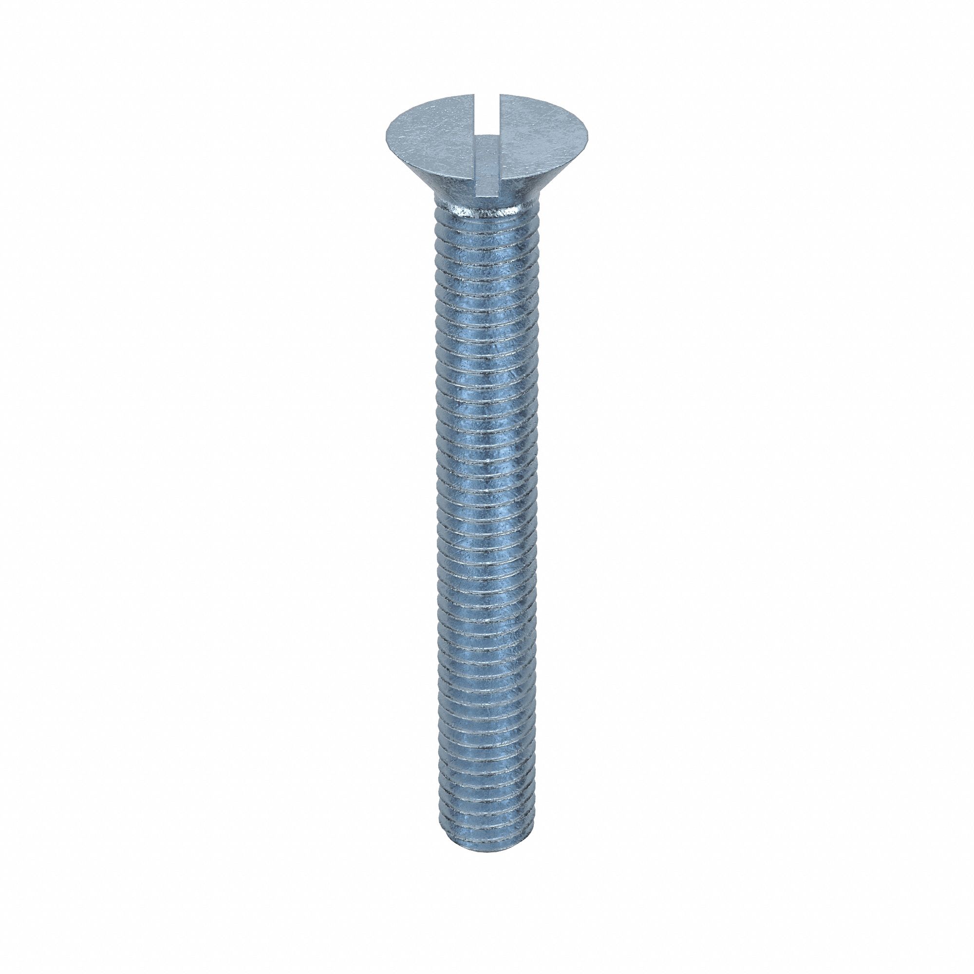 Machine Screw: #10-32 Thread Size, 1 1/2 in Lg, Steel, Zinc-Plated, Flat, Slotted, 100 PK