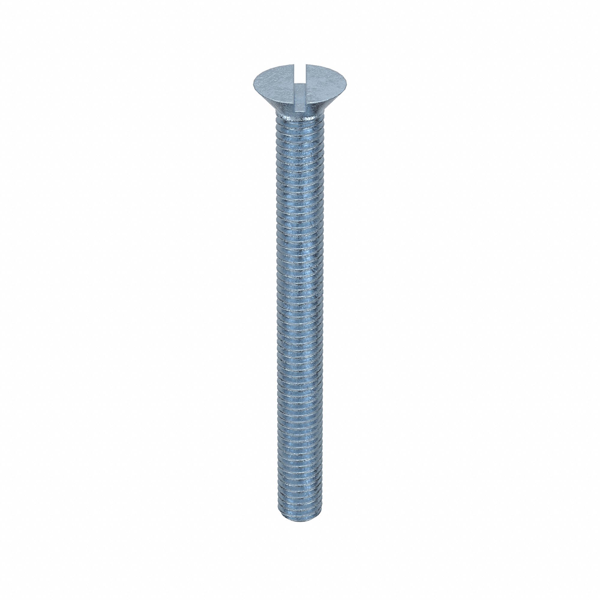 Machine Screw: #10-32 Thread Size, 1 3/4 in Lg, Steel, Zinc-Plated, Flat, Slotted, 100 PK