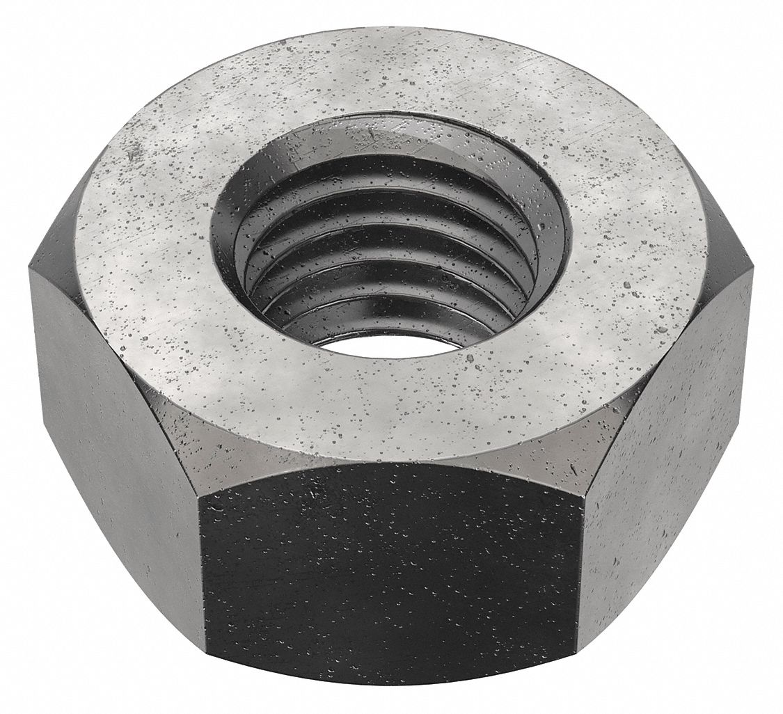 Hex Nut: Std Hex, 1/4"-28 Thread, 7/16 in Hex Wd, 7/32 in Hex Ht, Steel, Grade 2, Plain, Std, 100 PK