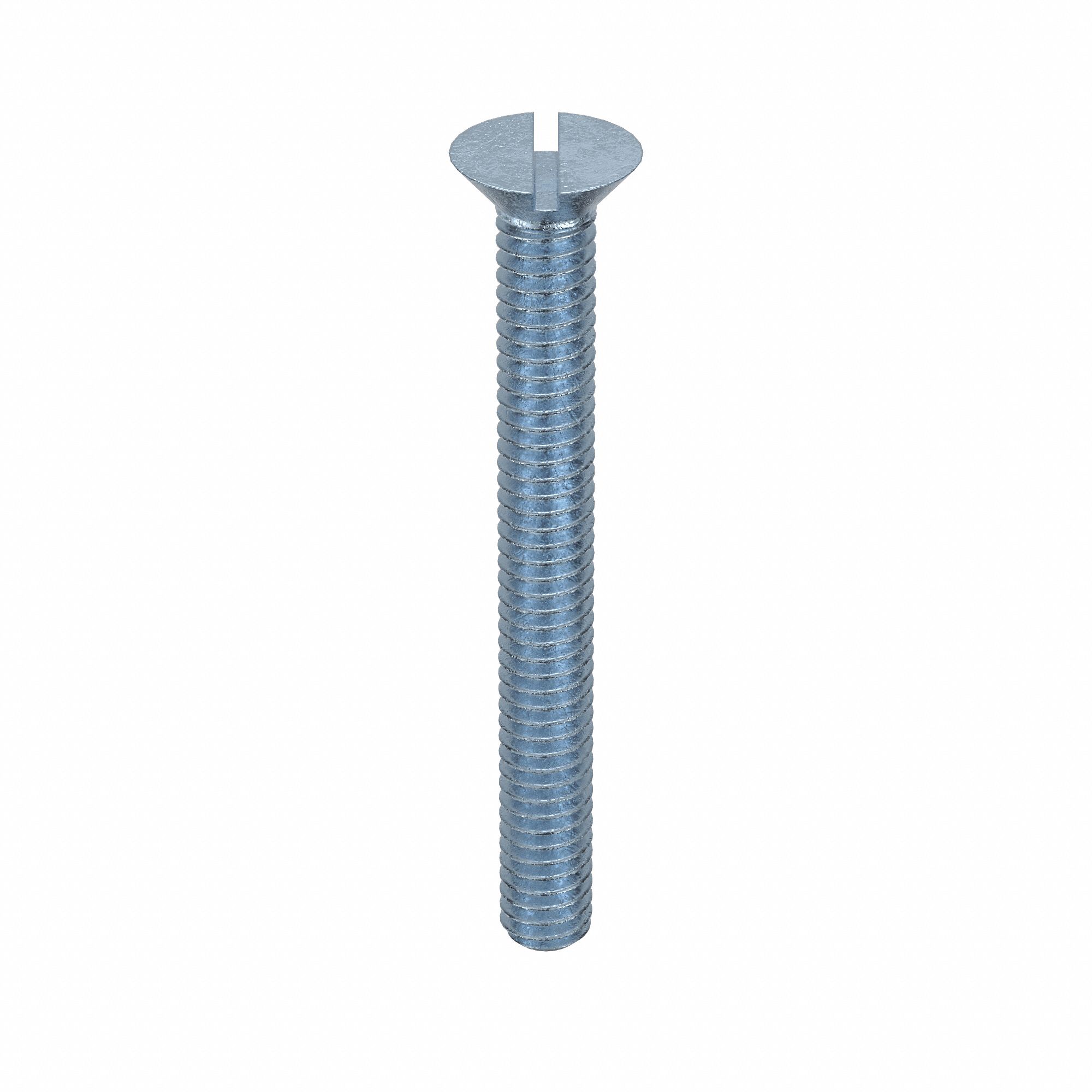 Machine Screw: #12-24 Thread Size, 2 in Lg, Steel, Zinc-Plated, Flat, Slotted, Machine Screw, 100 PK