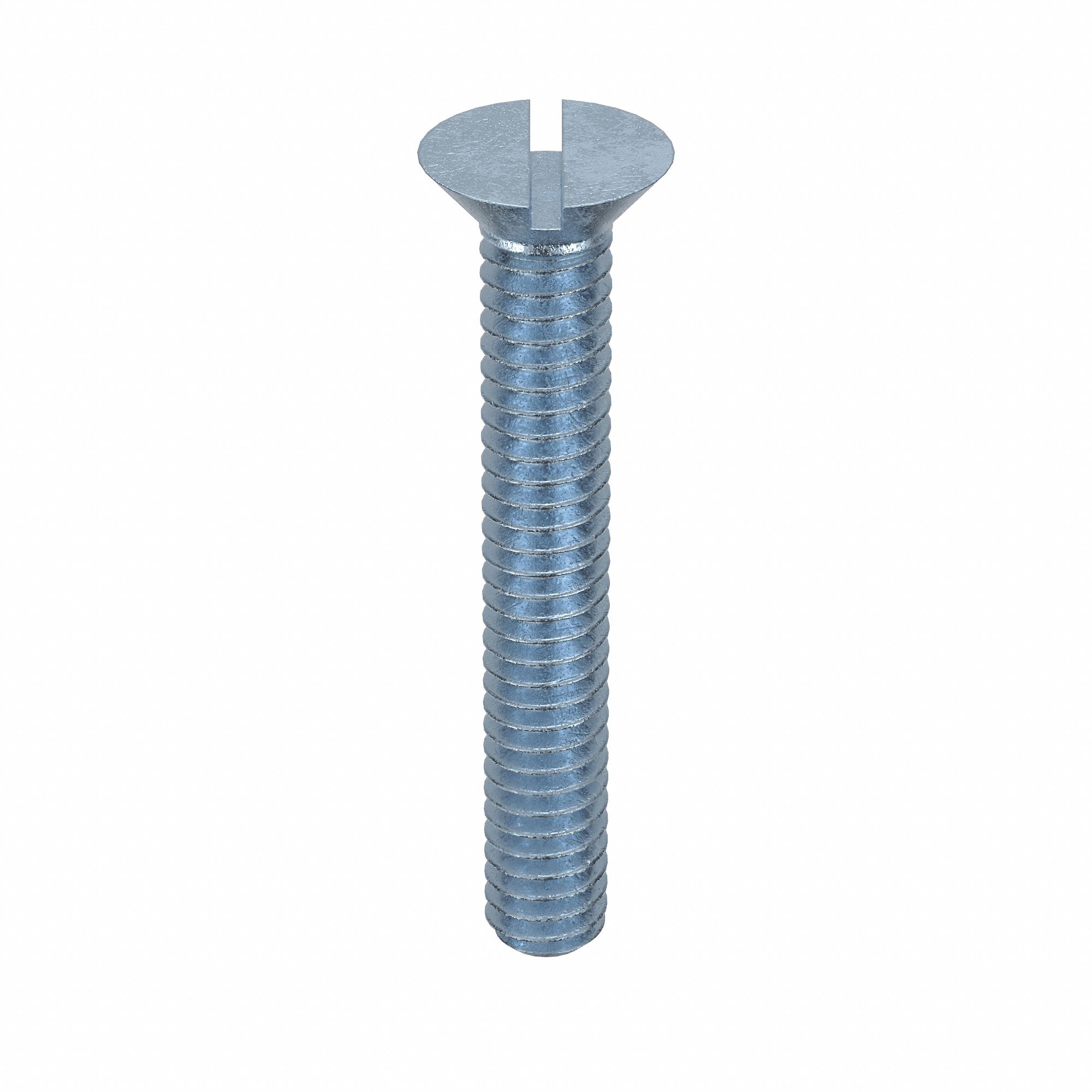 Machine Screw: 1/4"-20 Thread Size, 1 3/4 in Lg, Steel, Zinc-Plated, Flat, Slotted, 100 PK