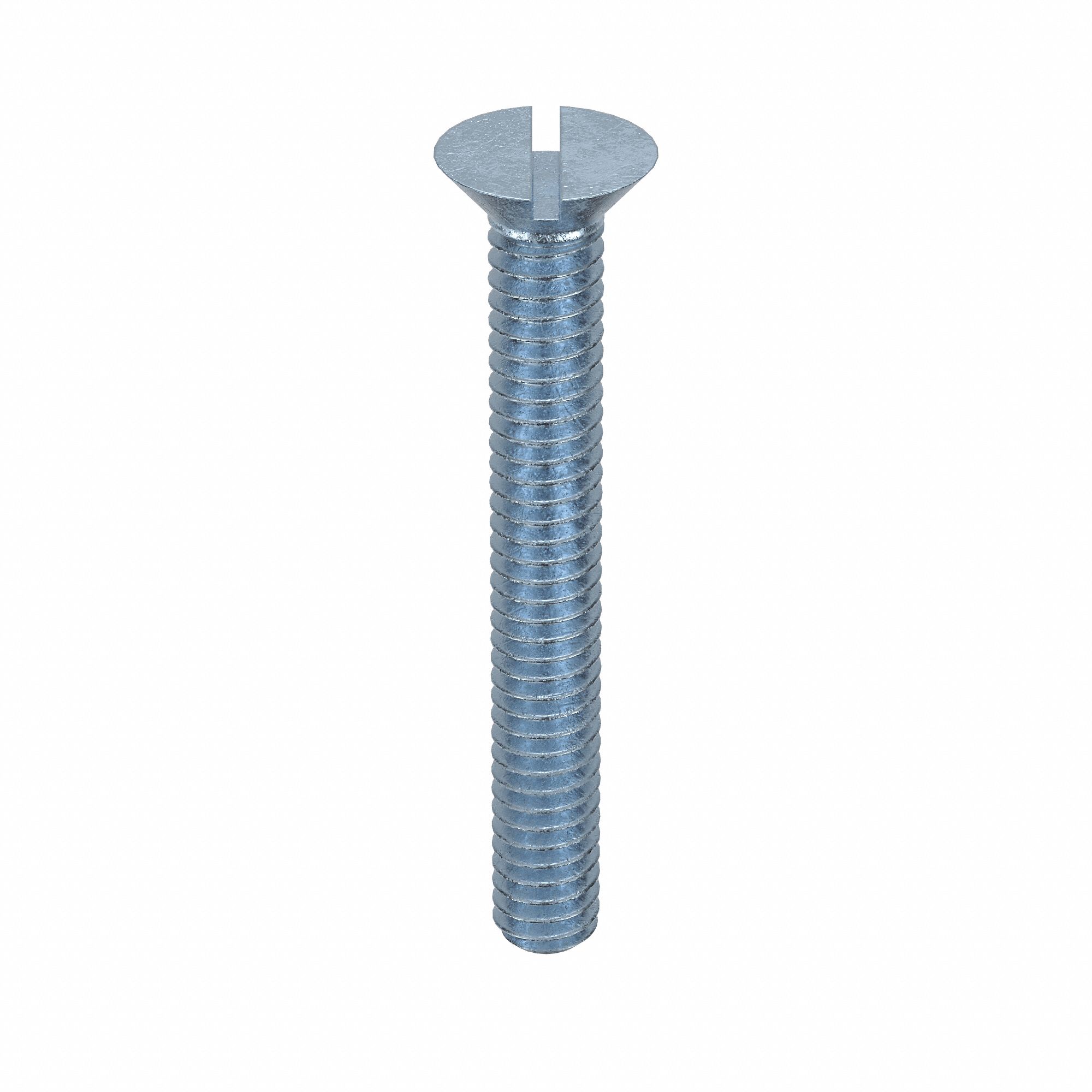 Machine Screw: 1/4"-20 Thread Size, 2 in Lg, Steel, Zinc-Plated, Flat, Slotted, 100 PK