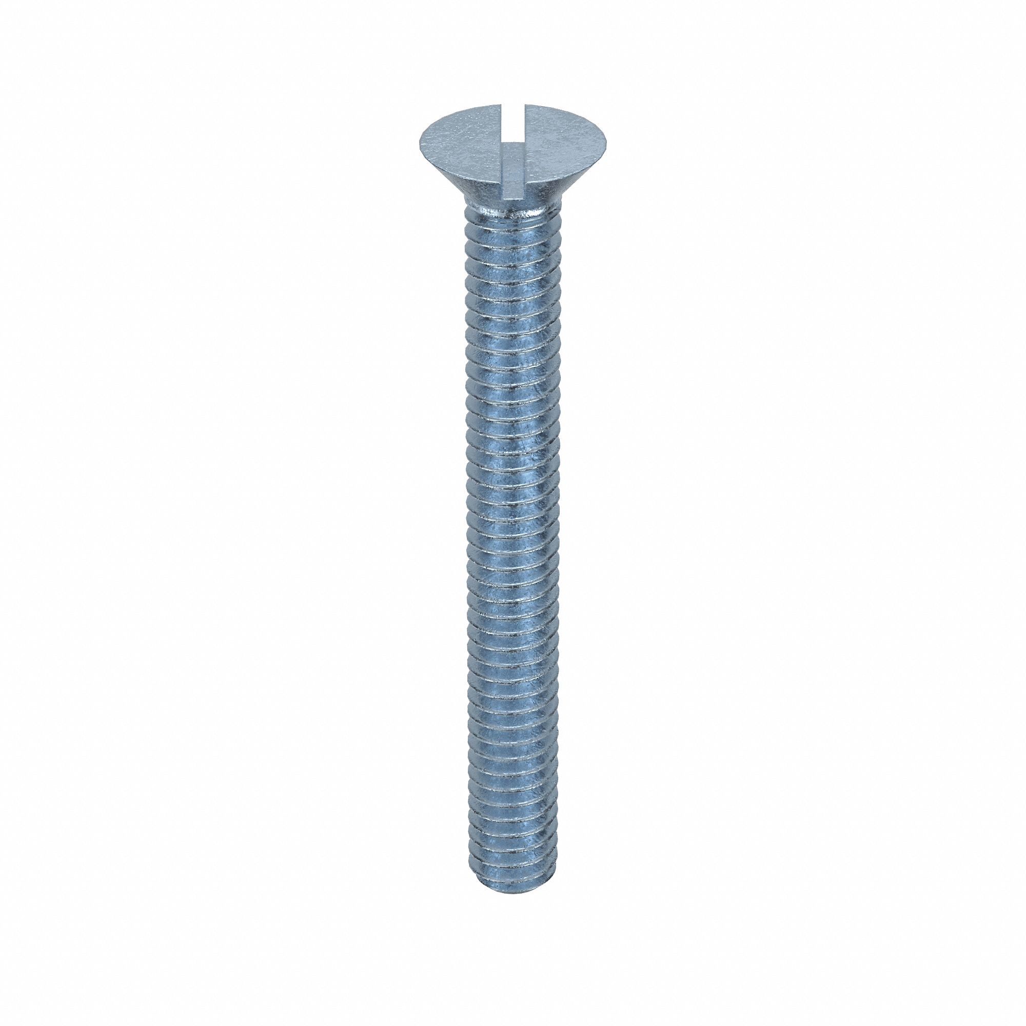 Machine Screw: 1/4"-20 Thread Size, 2 1/4 in Lg, Steel, Zinc-Plated, Flat, Slotted, 100 PK