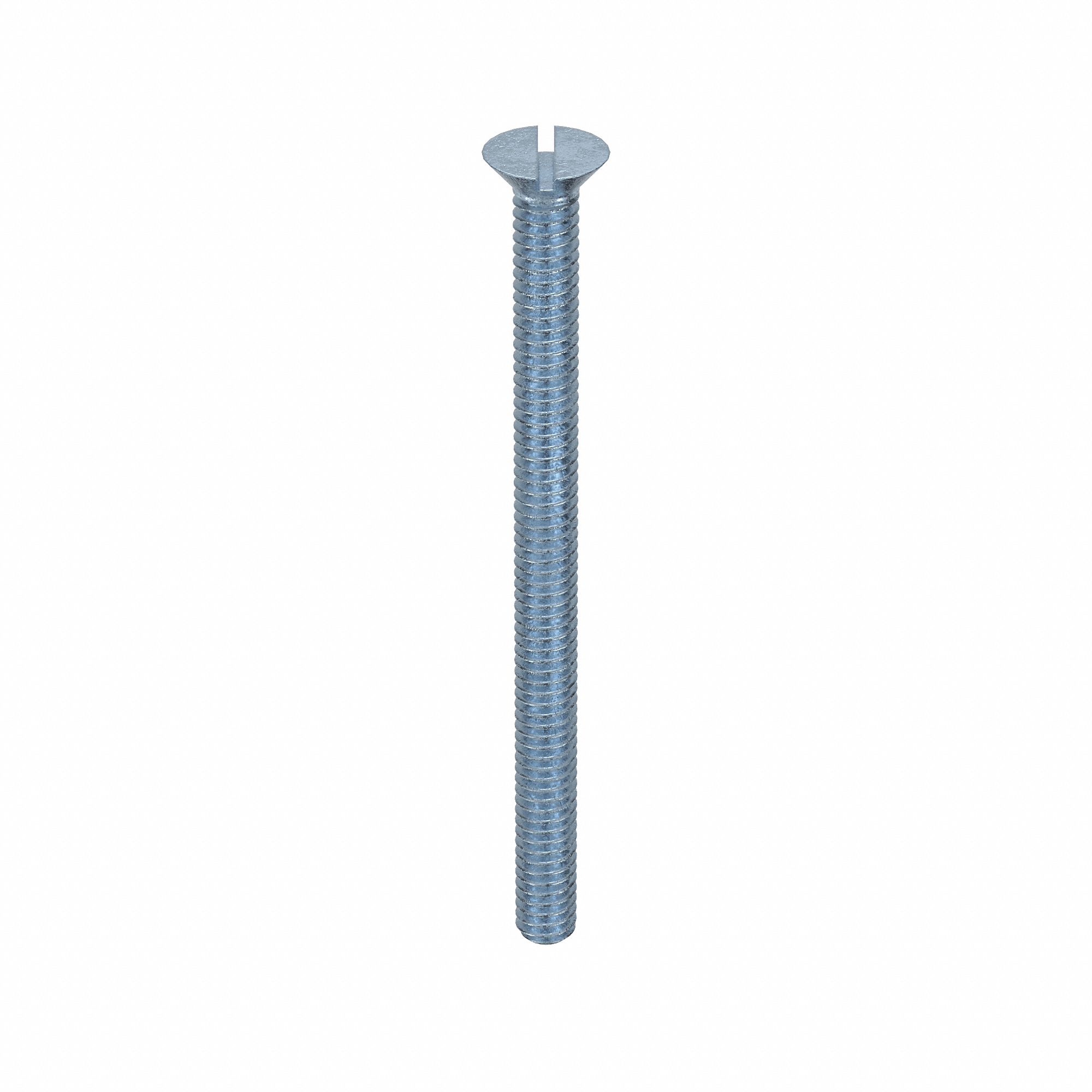 Machine Screw: 1/4"-20 Thread Size, 3 1/2 in Lg, Steel, Zinc-Plated, Flat, Slotted, 100 PK