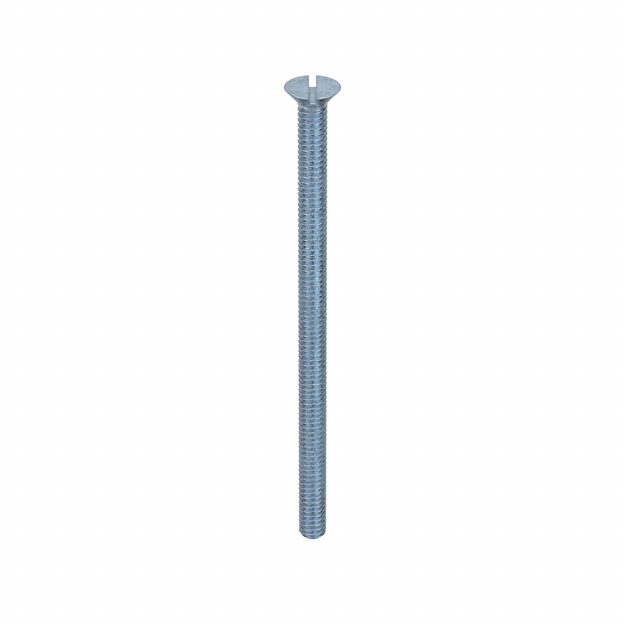 Machine Screw: 1/4"-20 Thread Size, 4 1/2 in Lg, Steel, Zinc-Plated, Flat, Slotted, 100 PK