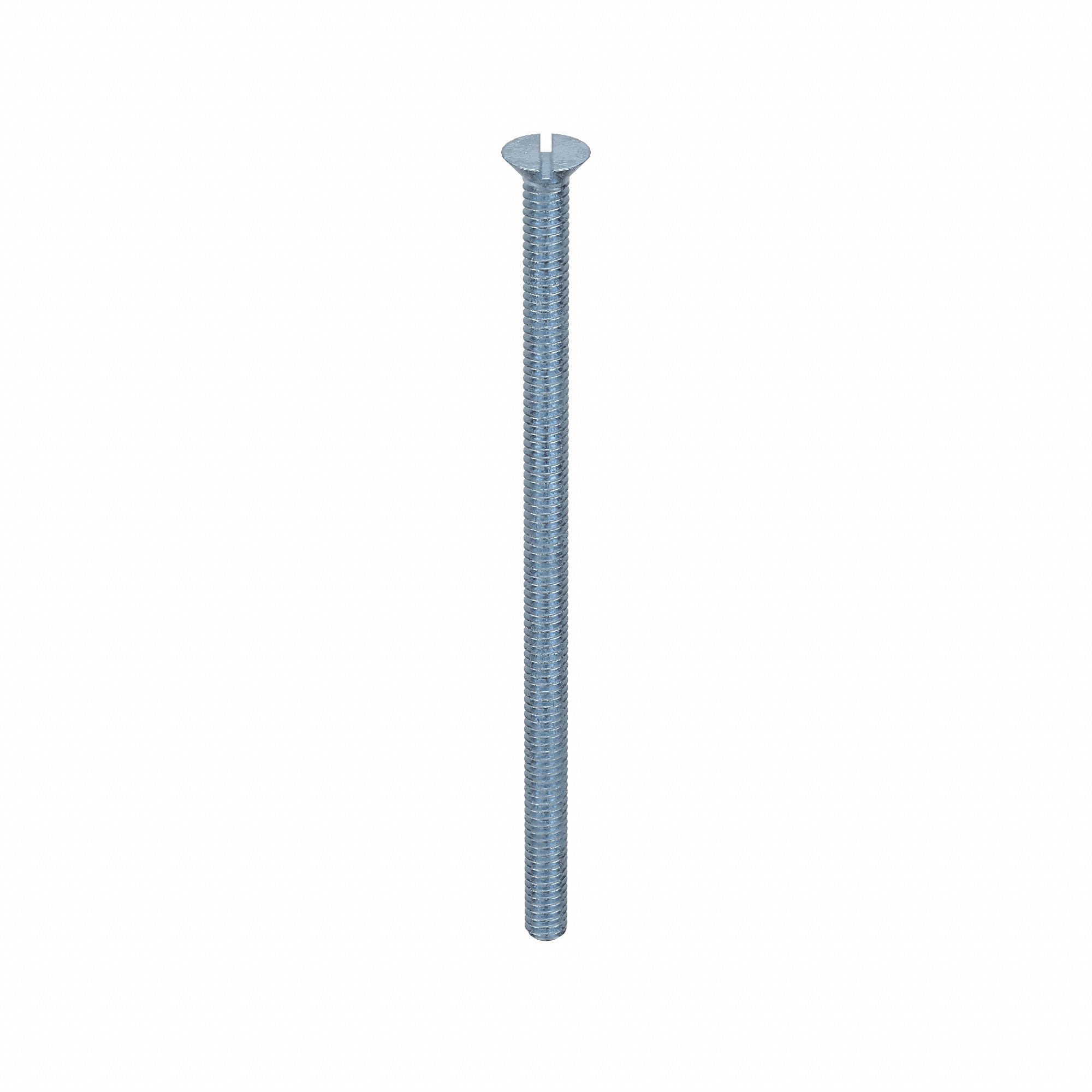 Machine Screw: 1/4"-20 Thread Size, 5 in Lg, Steel, Zinc-Plated, Flat, Slotted, 100 PK