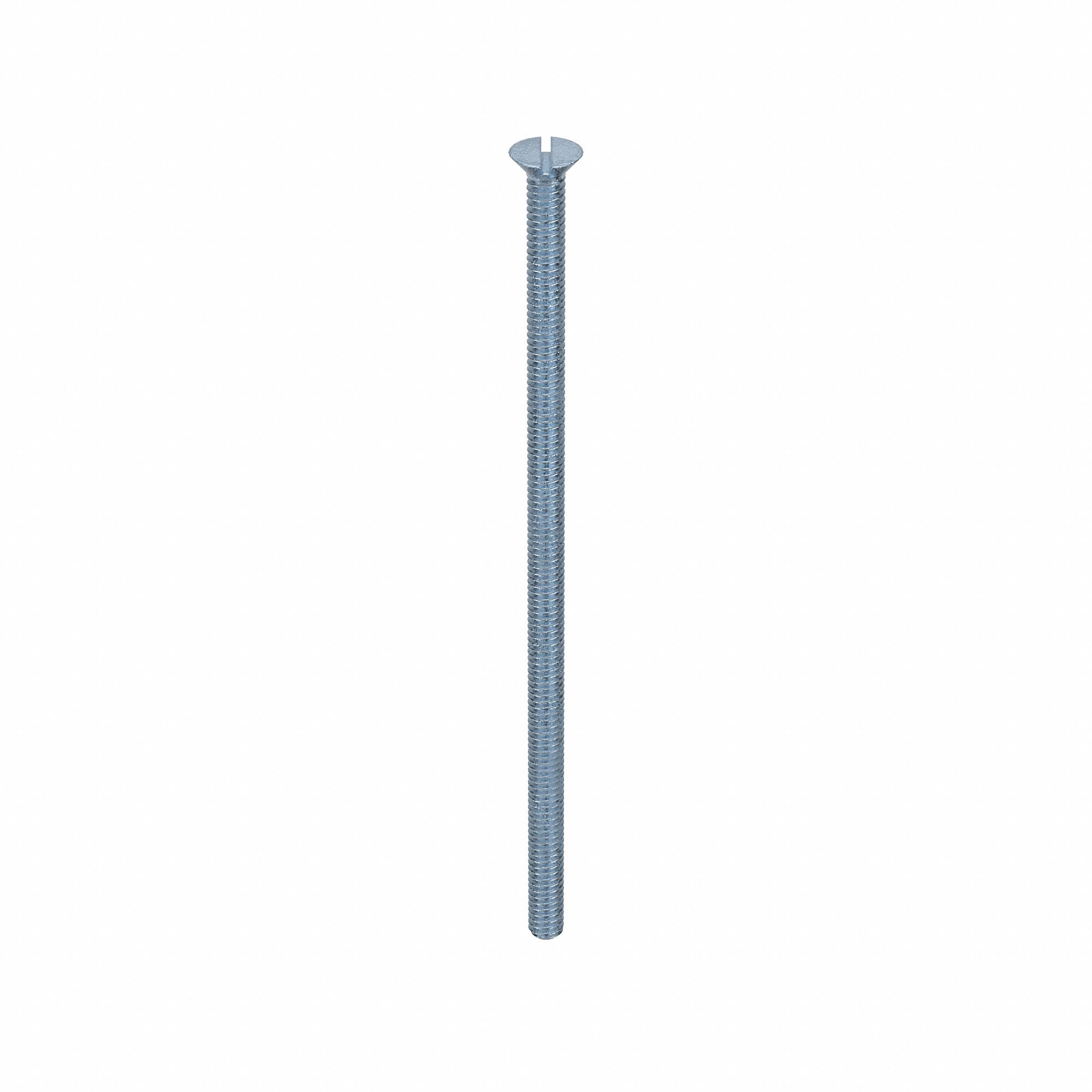 Machine Screw: 1/4"-20 Thread Size, 6 in Lg, Steel, Zinc-Plated, Flat, Slotted, 100 PK