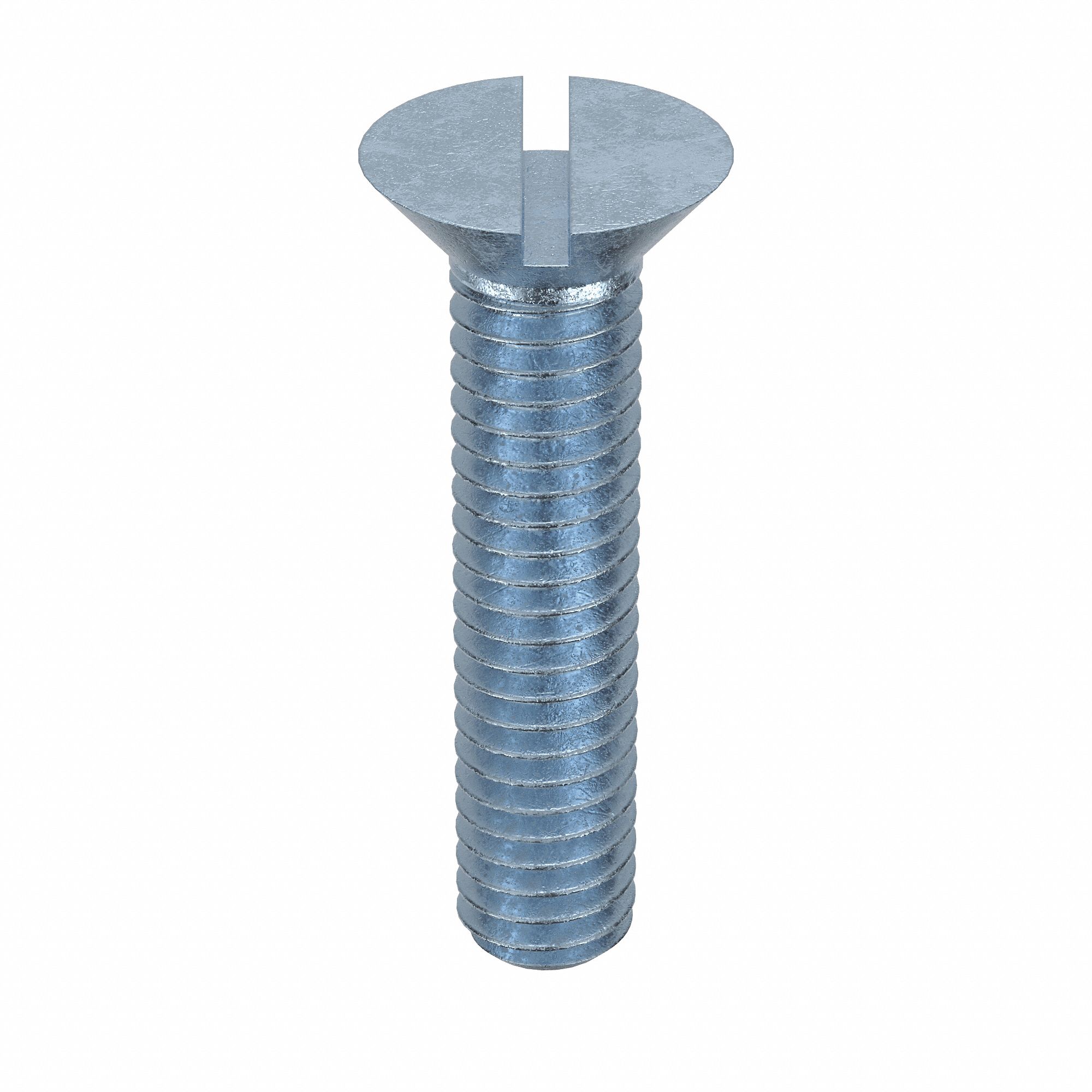 Machine Screw: 5/16"-18 Thread Size, 1 1/2 in Lg, Steel, Zinc-Plated, Flat, Slotted, 100 PK