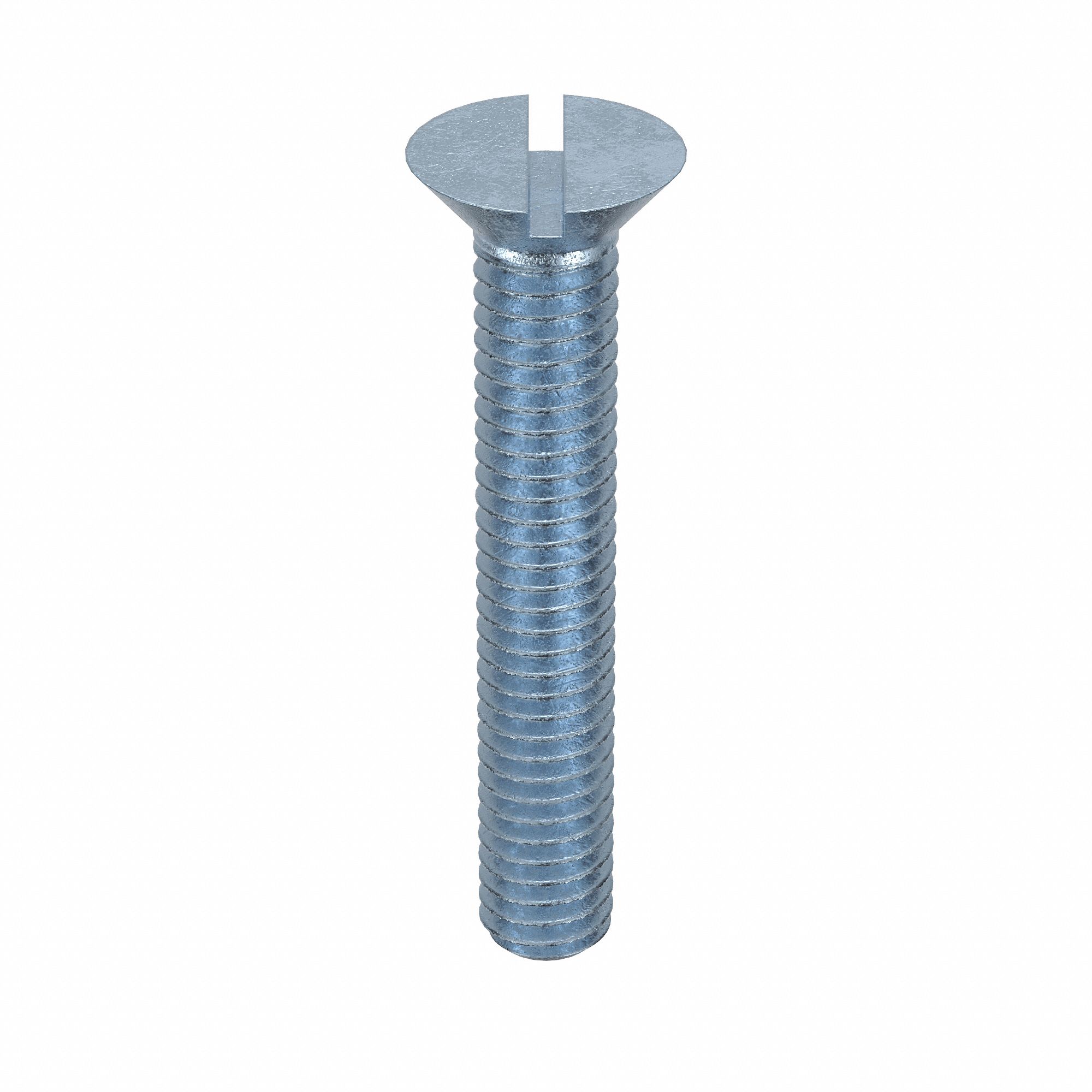 Machine Screw: 5/16"-18 Thread Size, 2 in Lg, Steel, Zinc-Plated, Flat, Slotted, 100 PK