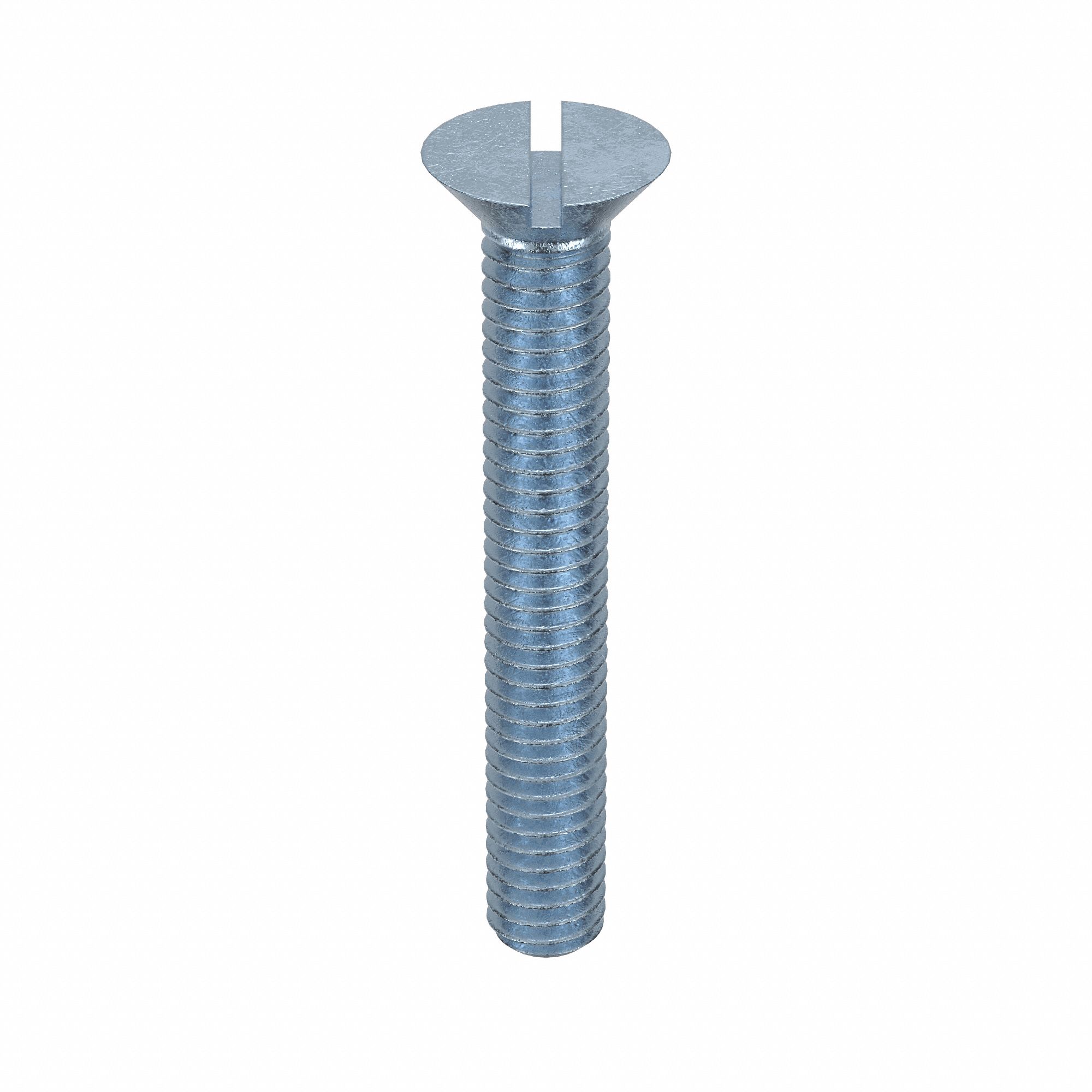 Machine Screw: 5/16"-18 Thread Size, 2 1/4 in Lg, Steel, Zinc-Plated, Flat, Slotted, 100 PK