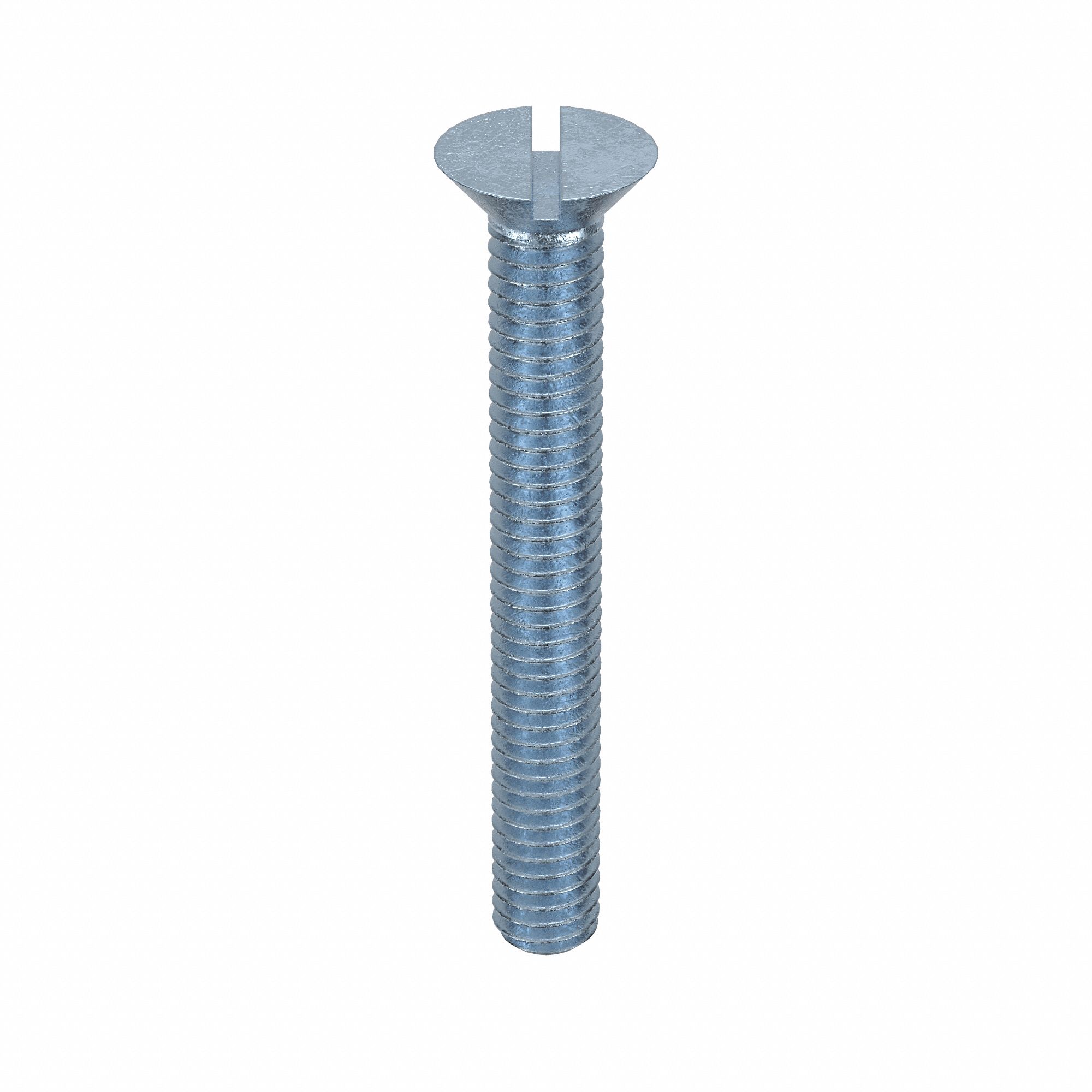 Machine Screw: 5/16"-18 Thread Size, 2 1/2 in Lg, Steel, Zinc-Plated, Flat, Slotted, 100 PK