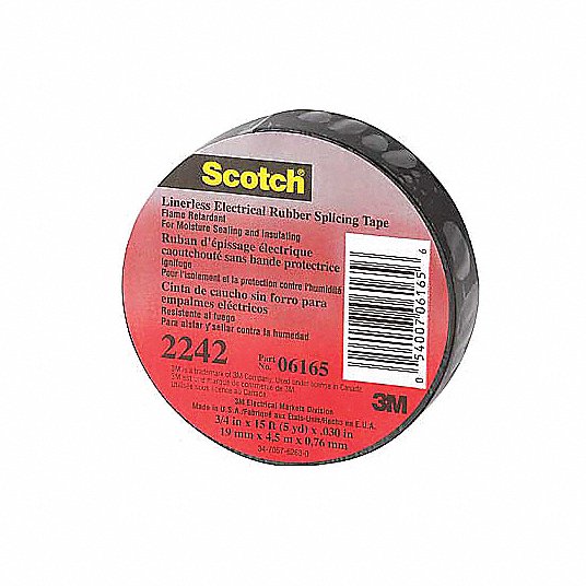 2 Rolls 3M Scotch® Linerless Rubber Splicing Tape 130C Black 1-1/2 in x 15 ft 